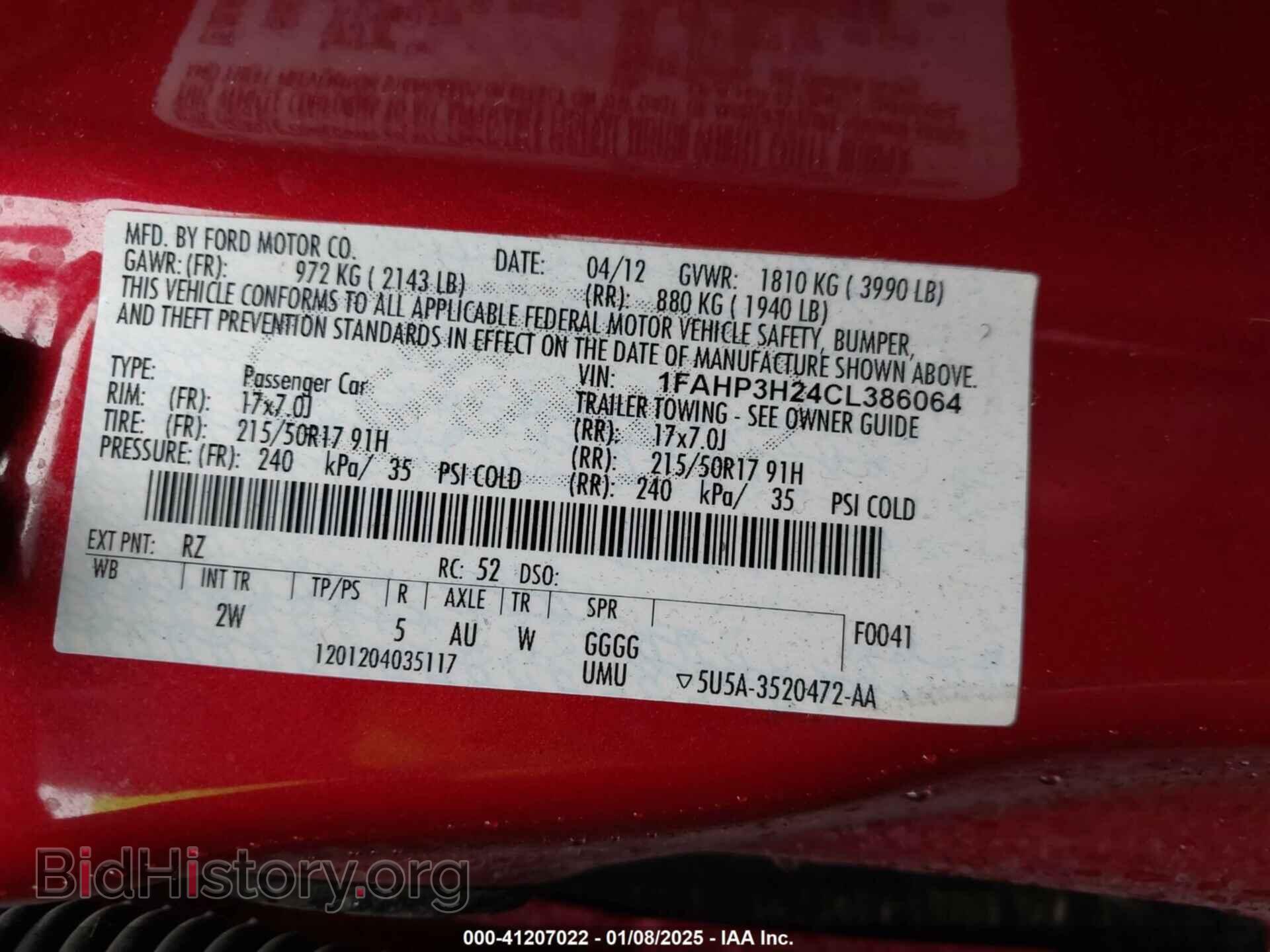 2012 FORD FOCUS - VIN: 1FAHP3H24CL386064 - Фото 9