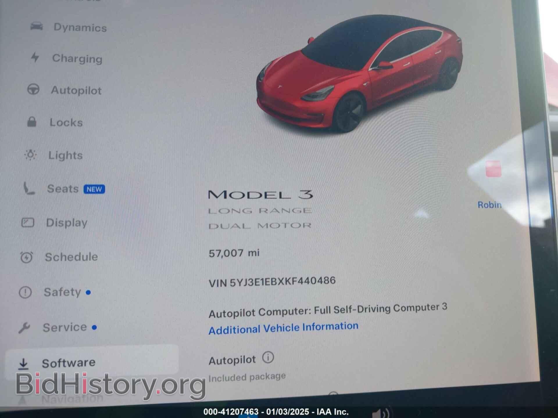 2019 TESLA MODEL 3 - VIN: 5YJ3E1EBXKF440486 - Фото 7
