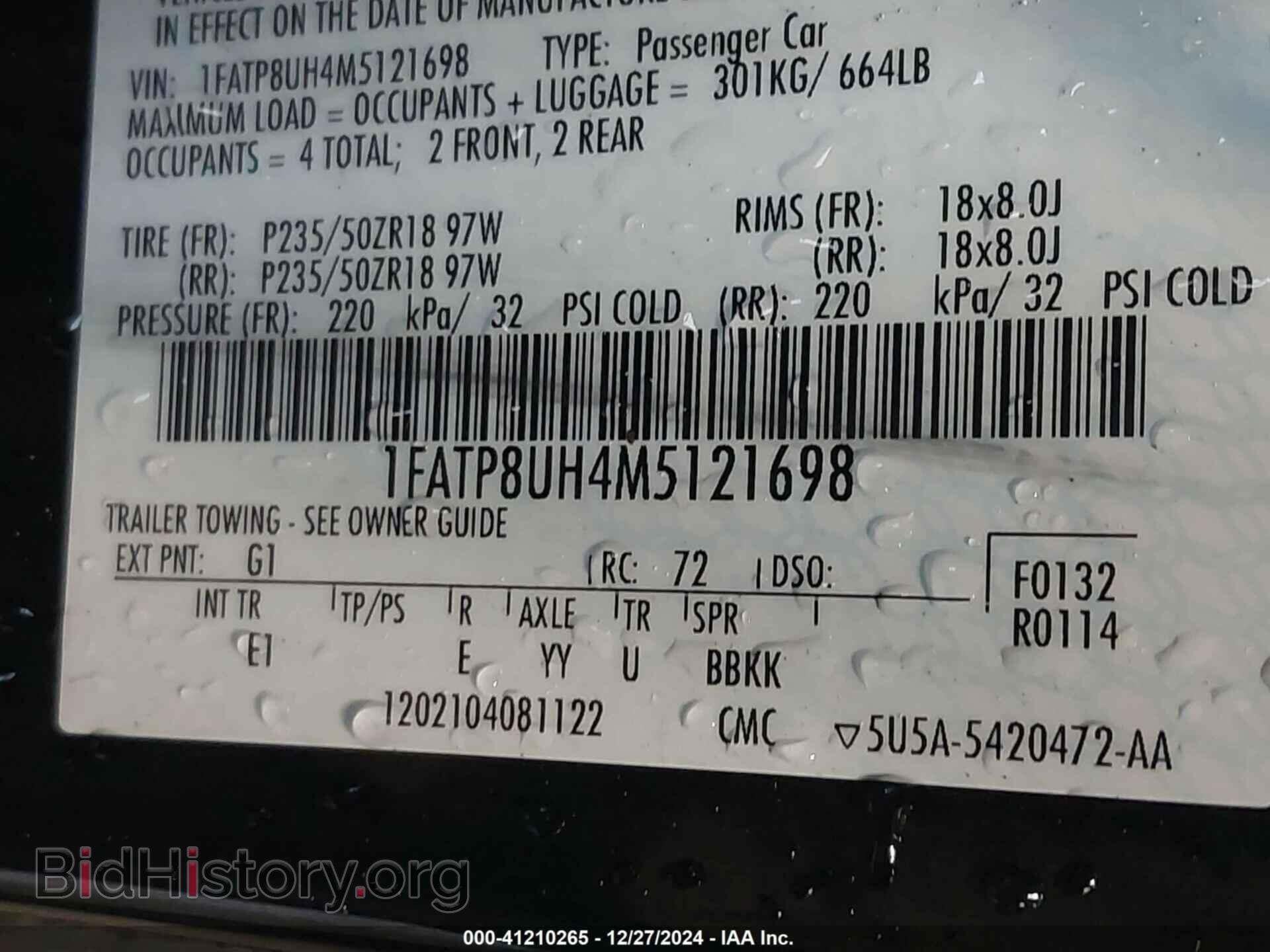 2021 FORD MUSTANG - VIN: 1FATP8UH4M5121698 - Фото 9
