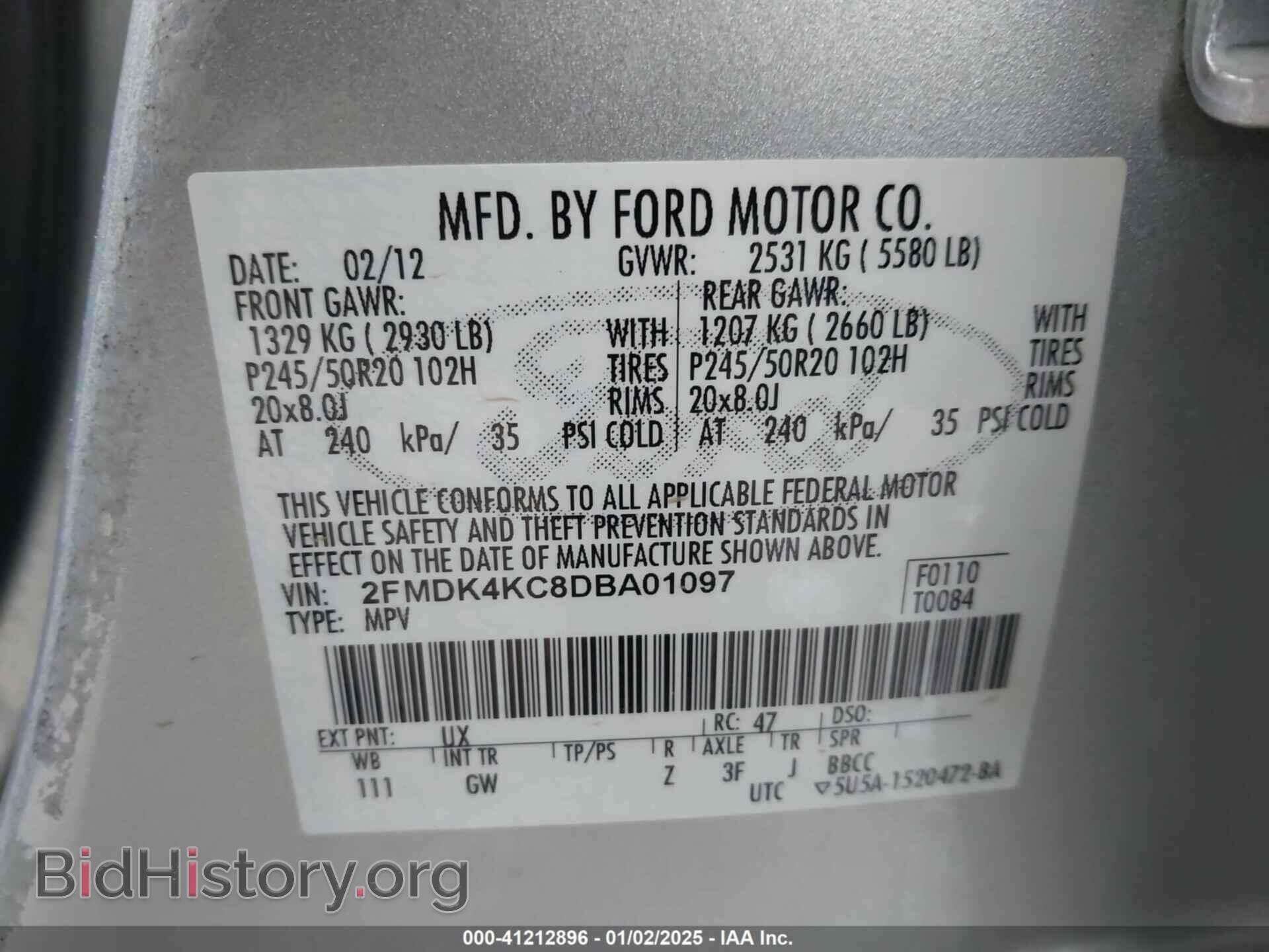2013 FORD EDGE - VIN: 2FMDK4KC8DBA01097 - Фото 9