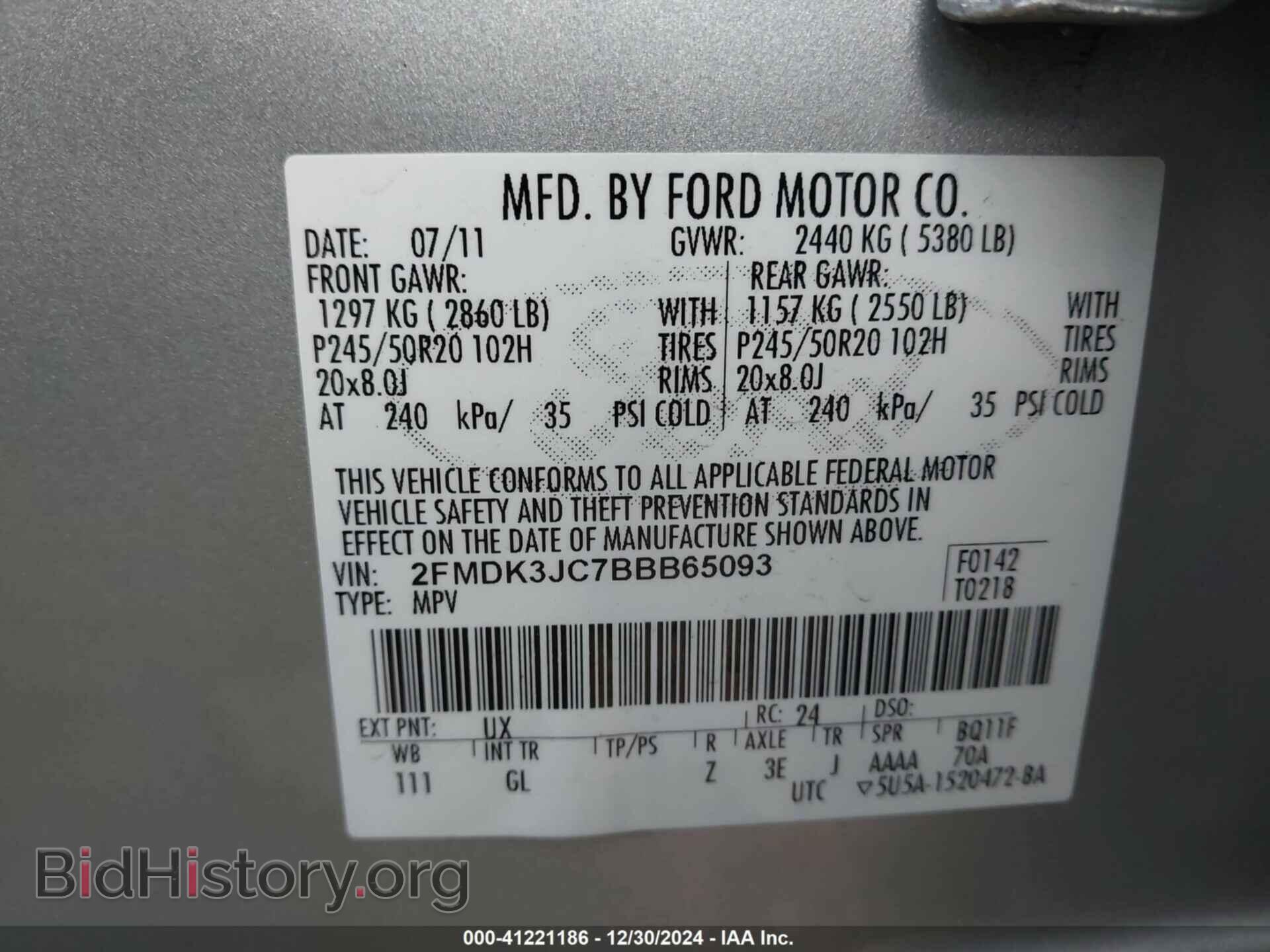 2011 FORD EDGE - VIN: 2FMDK3JC7BBB65093 - Photo 9