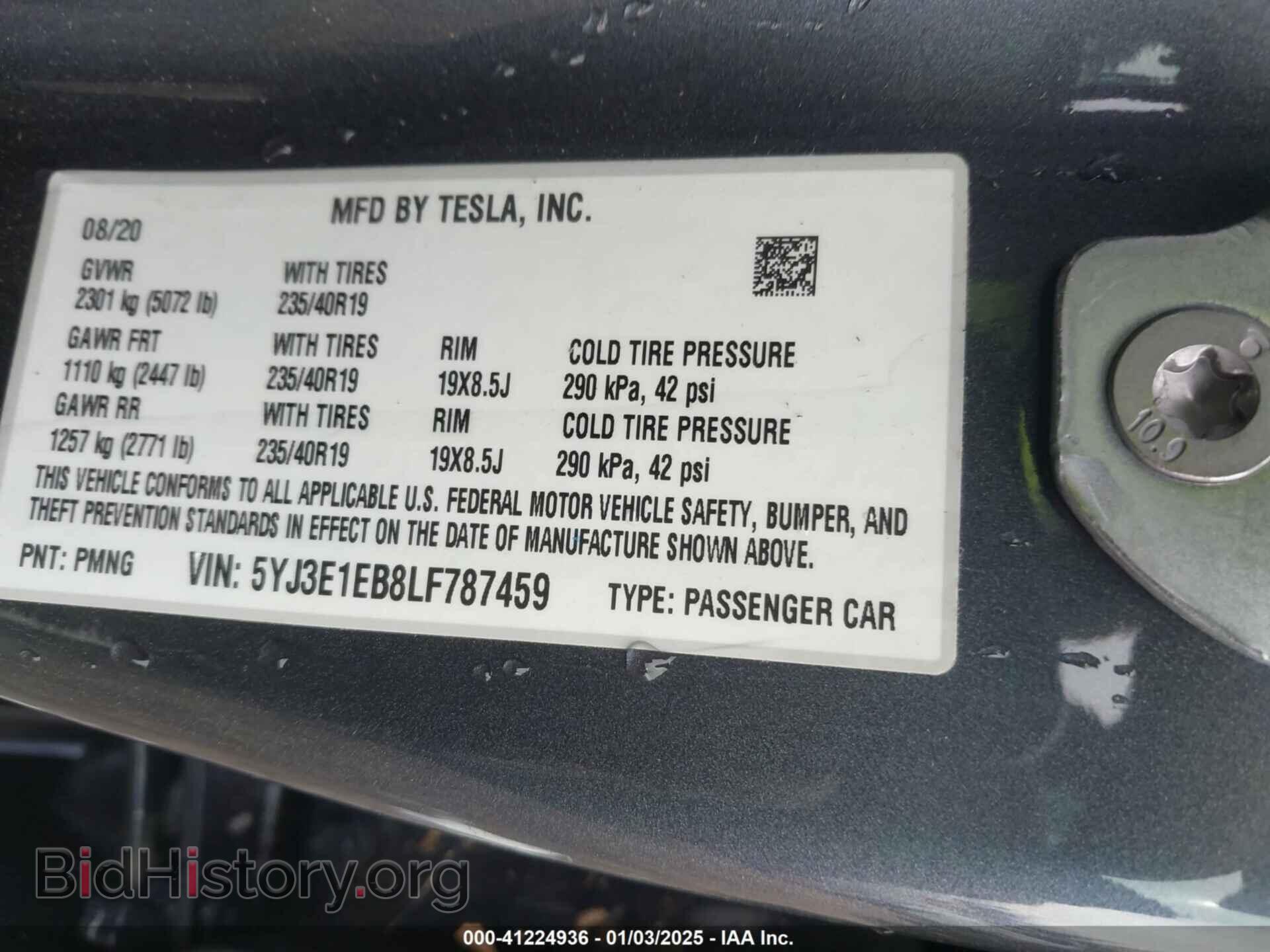 2020 TESLA MODEL 3 - VIN: 5YJ3E1EB8LF787459 - Фото 9