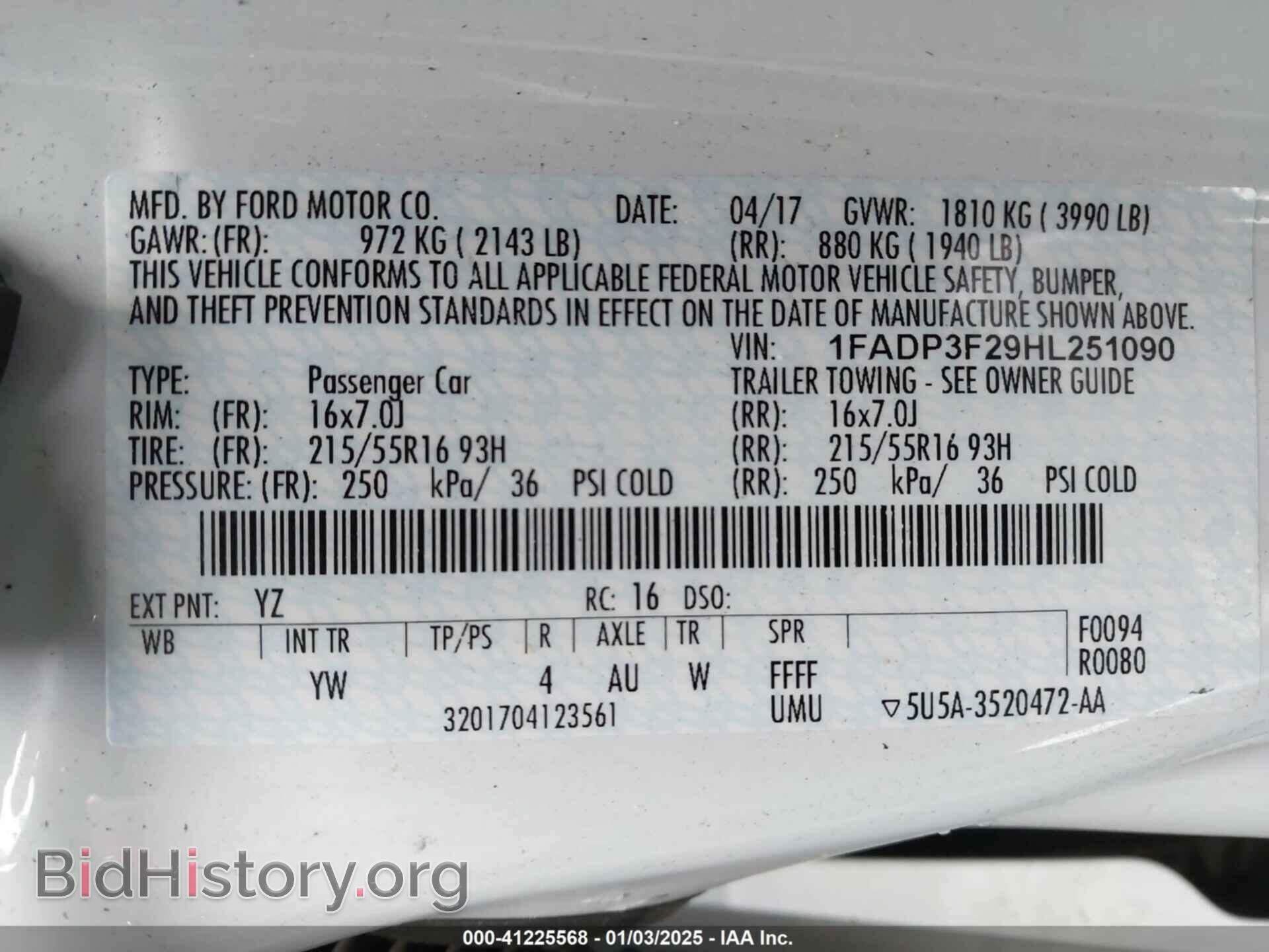 2017 FORD FOCUS - VIN: 1FADP3F29HL251090 - Фото 9