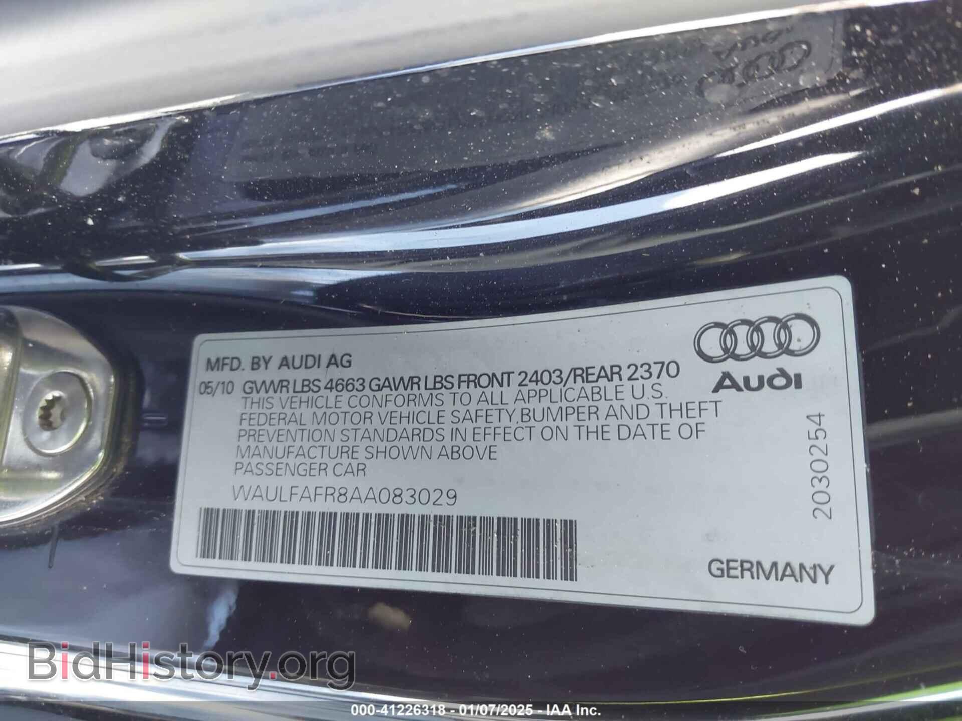 2010 AUDI A5 - VIN: WAULFAFR8AA083029 - Фото 9
