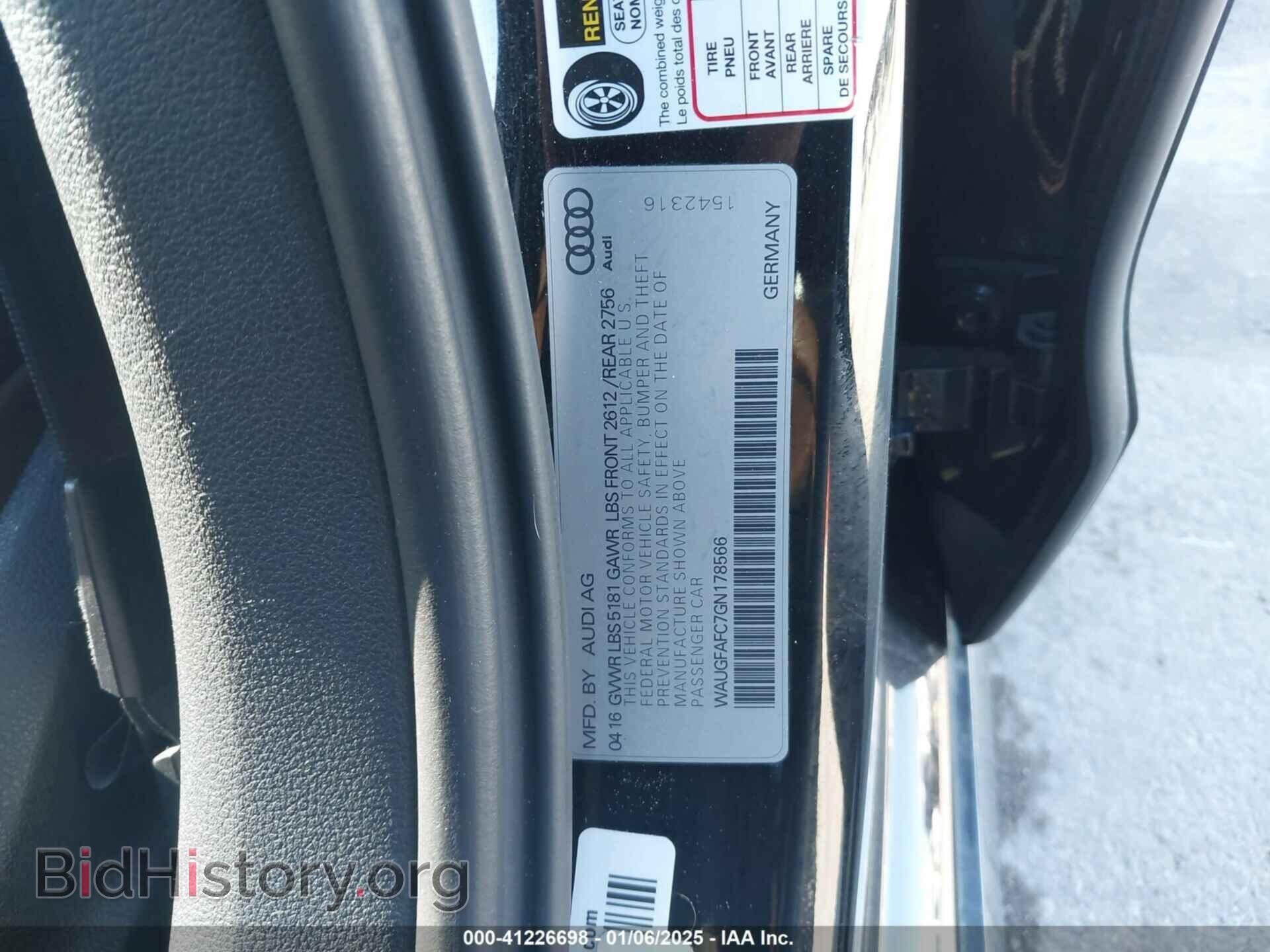 2016 AUDI A6 - VIN: WAUGFAFC7GN178566 - Фото 9