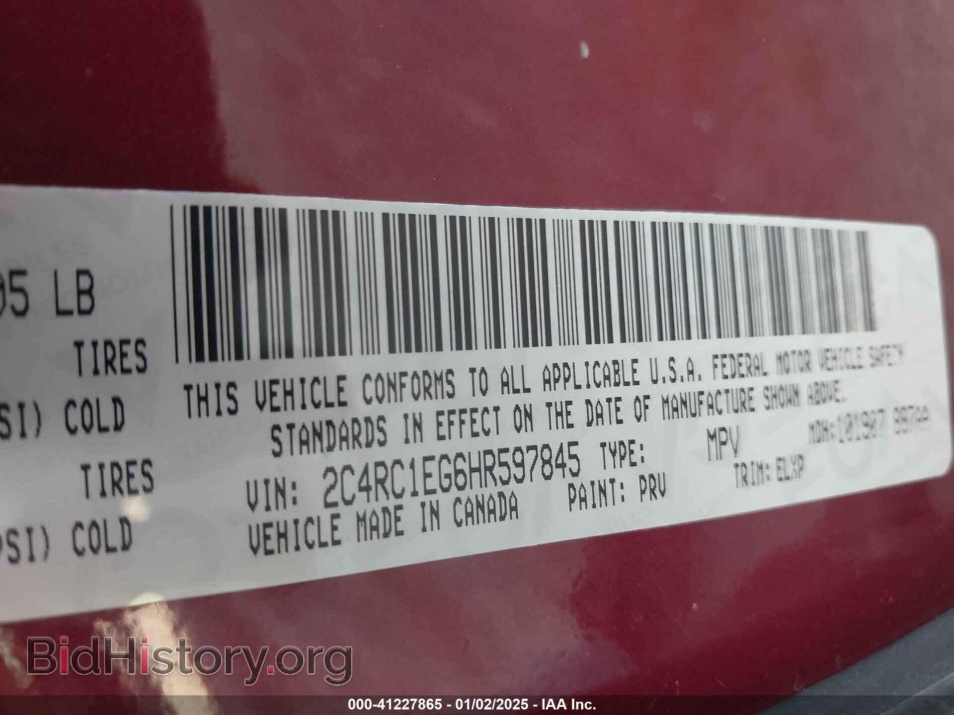 2017 CHRYSLER PACIFICA - VIN: 2C4RC1EG6HR597845 - Фото 9