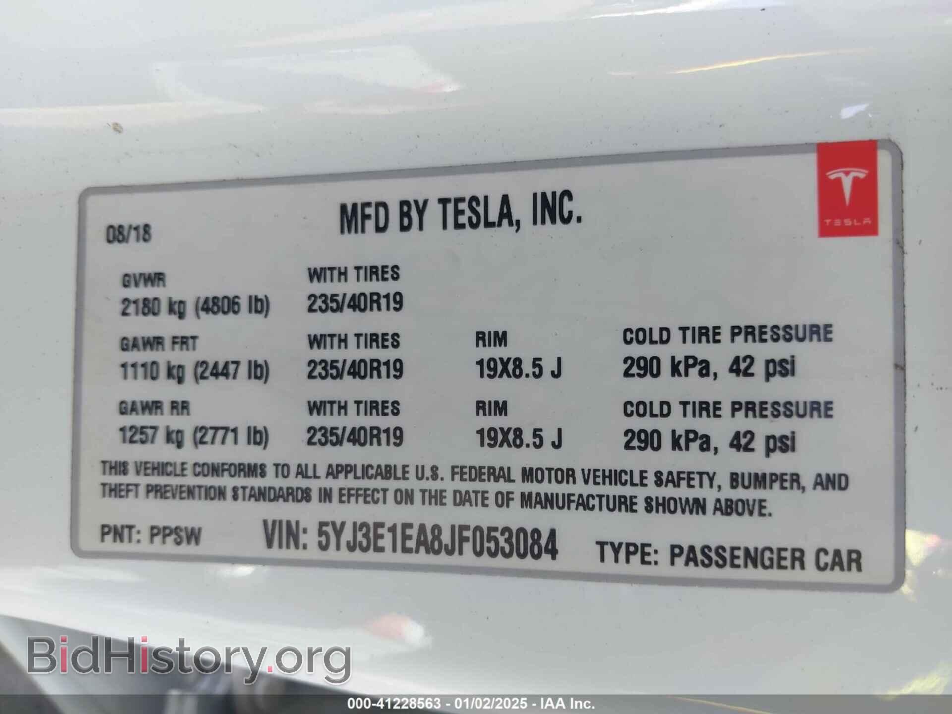 2018 TESLA MODEL 3 - VIN: 5YJ3E1EA8JF053084 - Фото 9