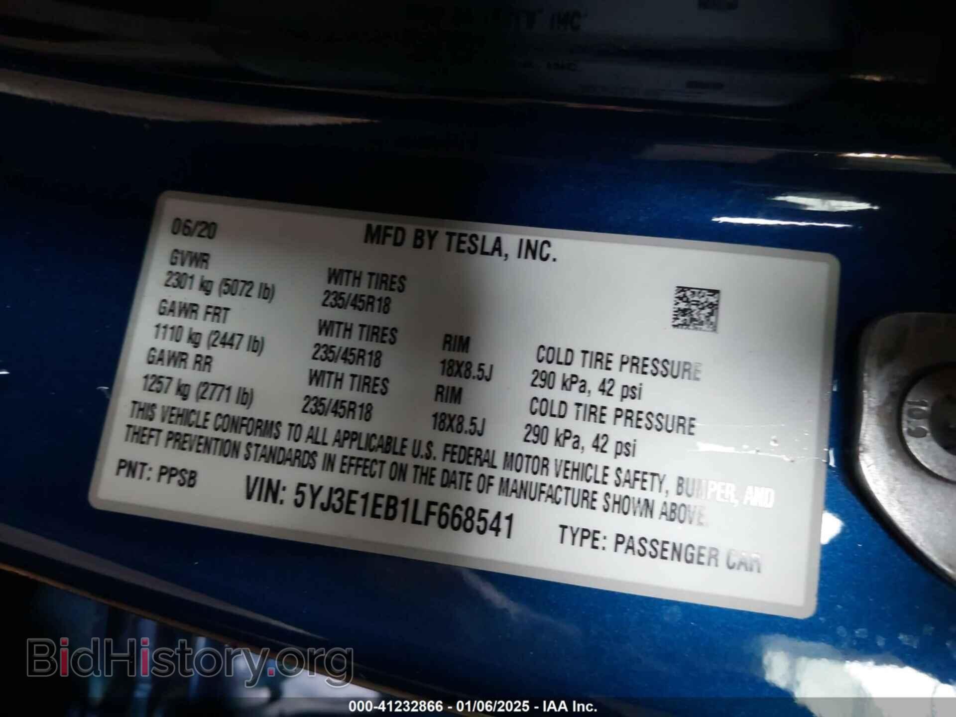 2020 TESLA MODEL 3 - VIN: 5YJ3E1EB1LF668541 - Фото 9