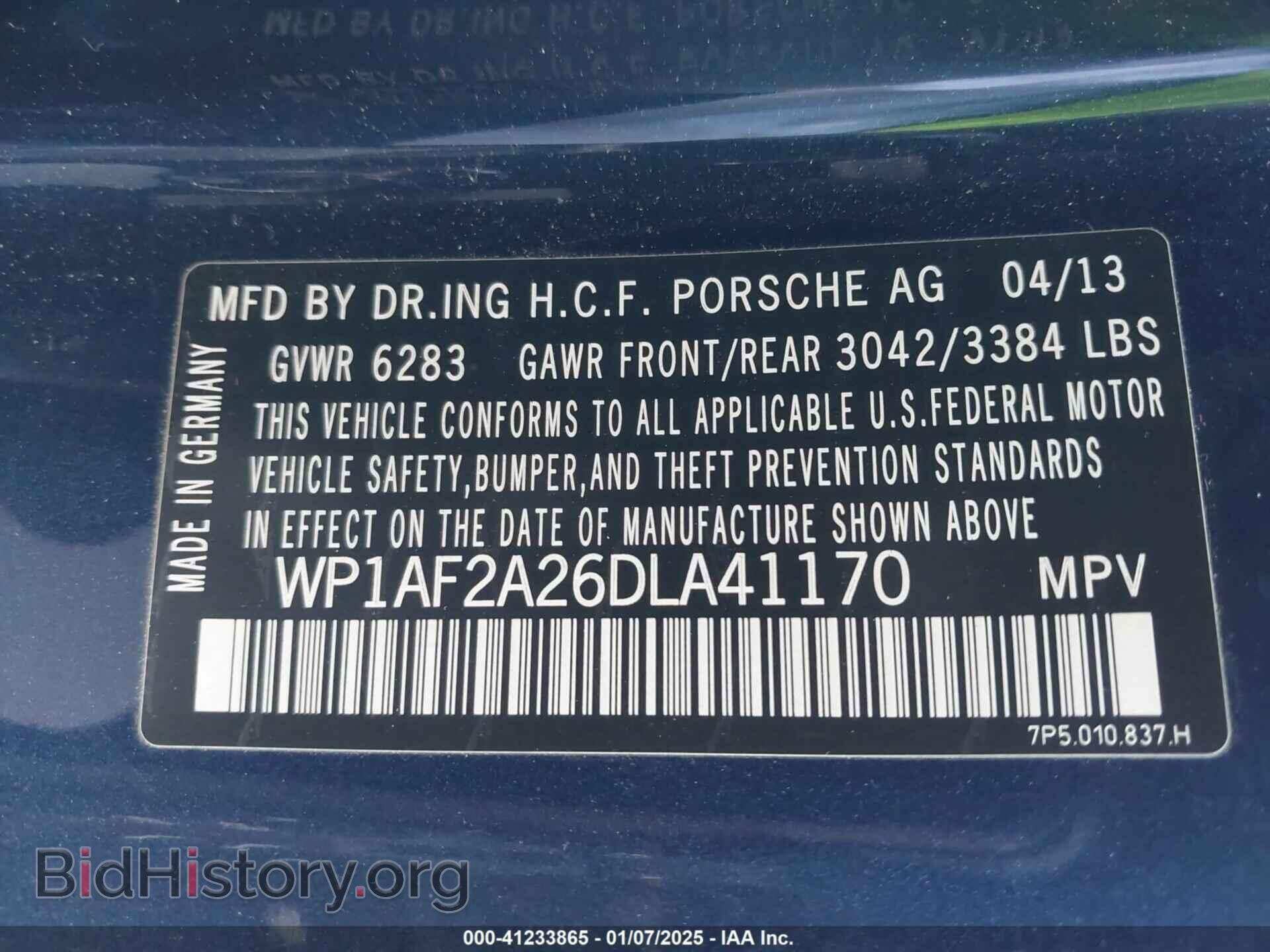 2013 PORSCHE CAYENNE - VIN: WP1AF2A26DLA41170 - Фото 9