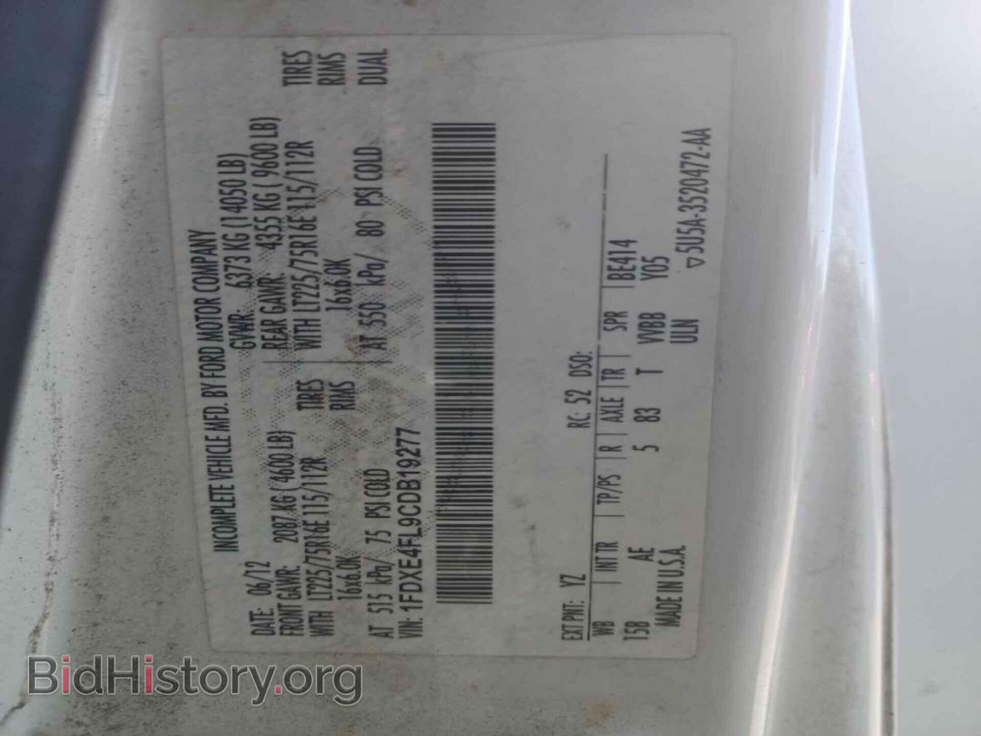 2012 FORD E-450 CUTAWAY - VIN: 1FDXE4FL9CDB19277 - Фото 6
