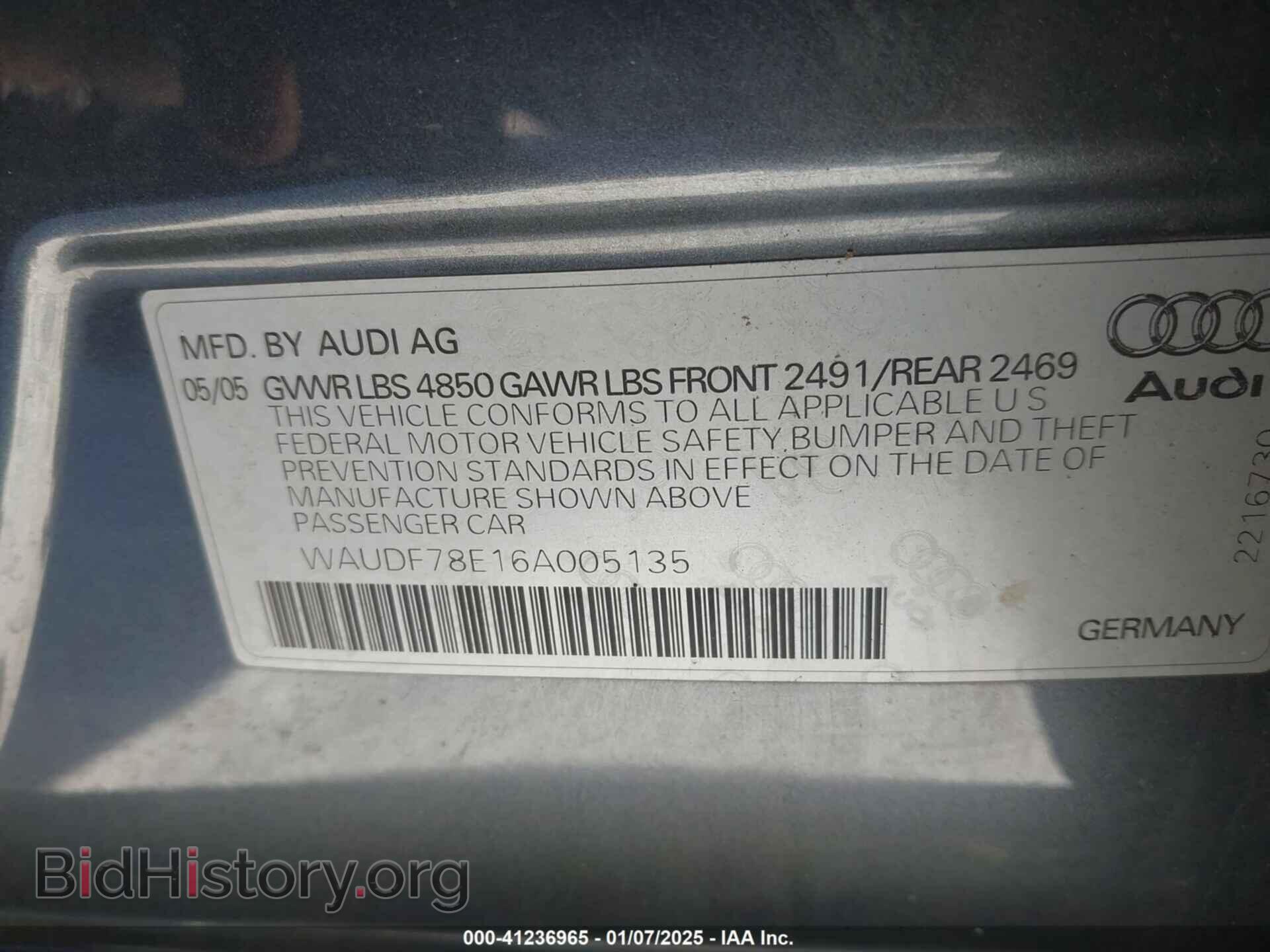 2006 AUDI A4 - VIN: WAUDF78E16A005135 - Фото 9