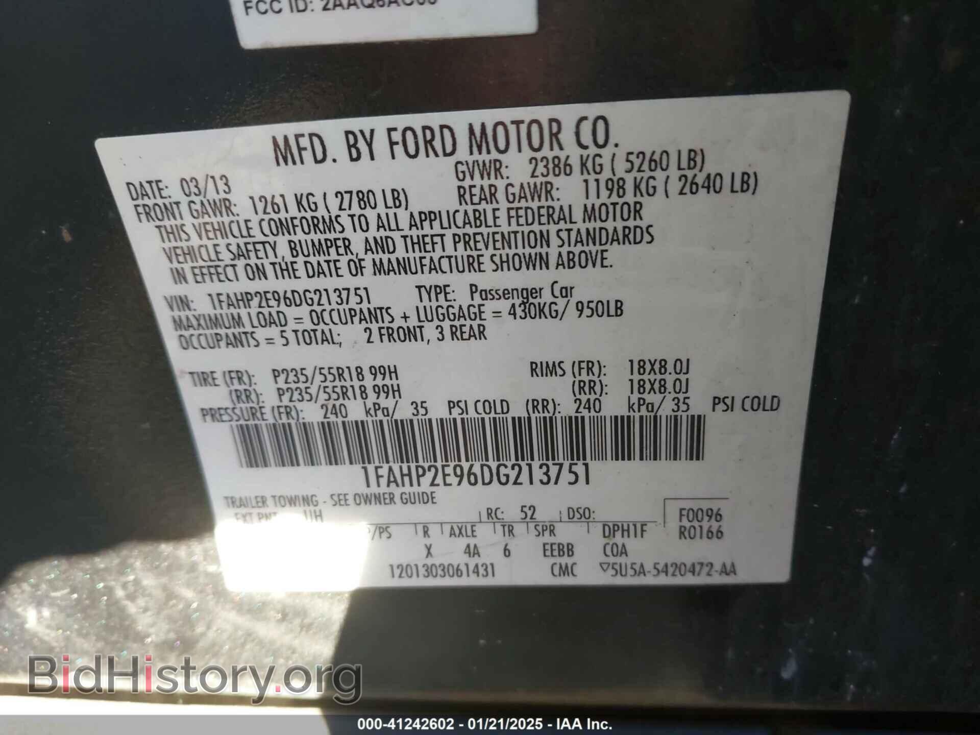 2013 FORD TAURUS - VIN: 1FAHP2E96DG213751 - Photo 9