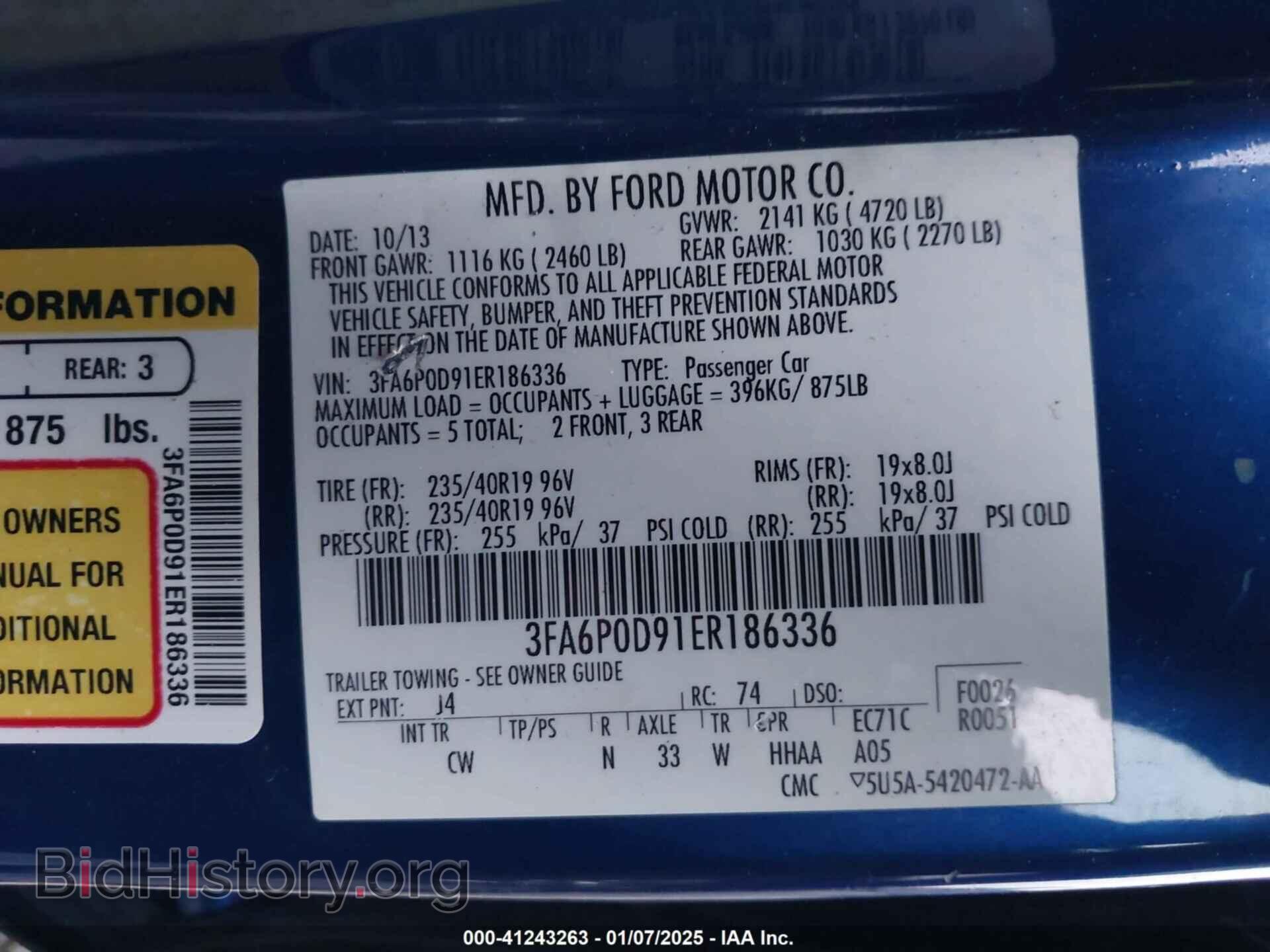 2014 FORD FUSION - VIN: 3FA6P0D91ER186336 - Фото 9