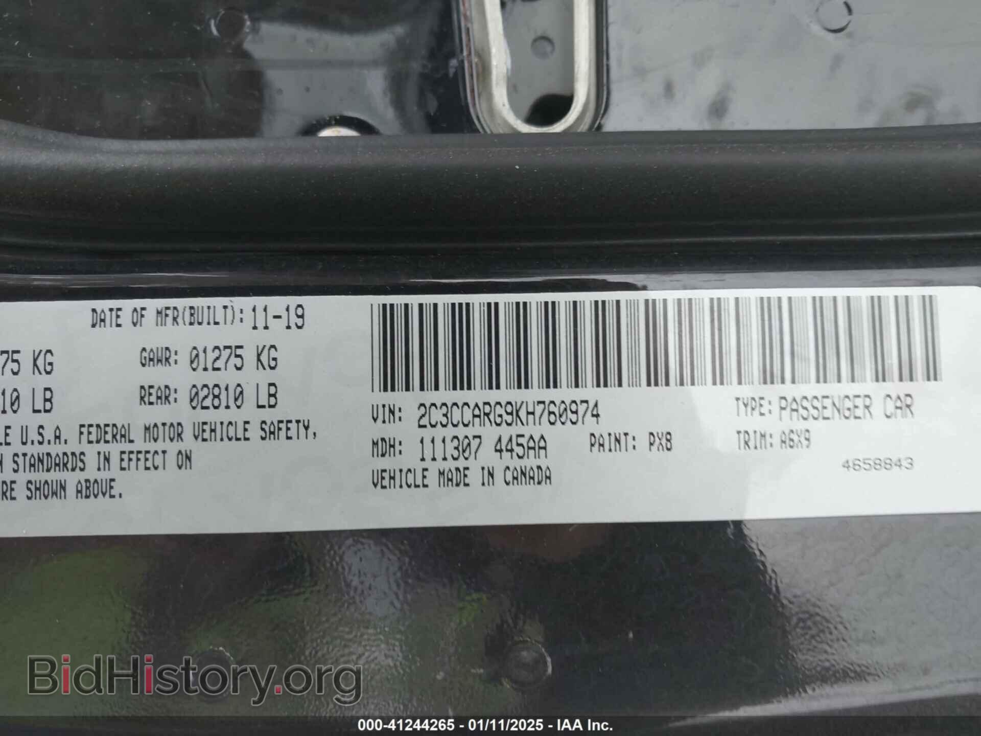 2019 CHRYSLER 300 - VIN: 2C3CCARG9KH760974 - Фото 9