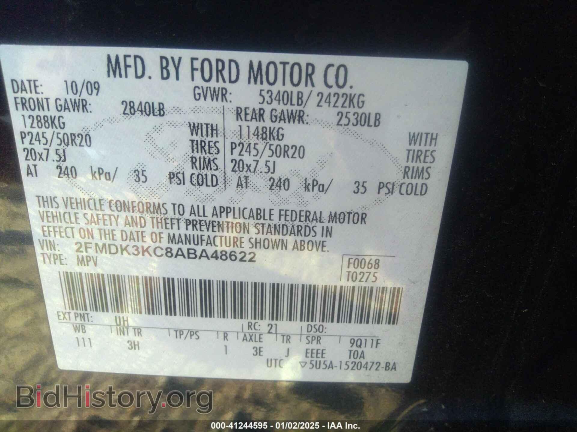 2010 FORD EDGE - VIN: 2FMDK3KC8ABA48622 - Фото 9