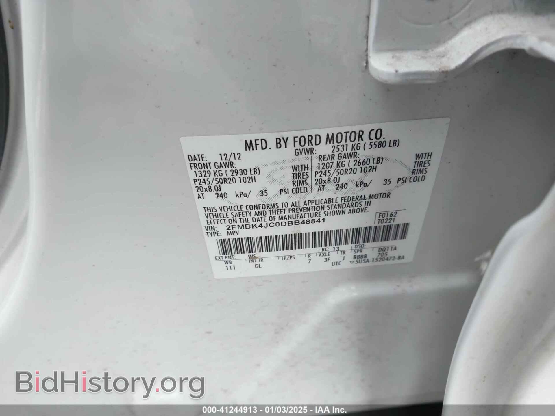 2013 FORD EDGE - VIN: 2FMDK4JC0DBB48841 - Фото 9