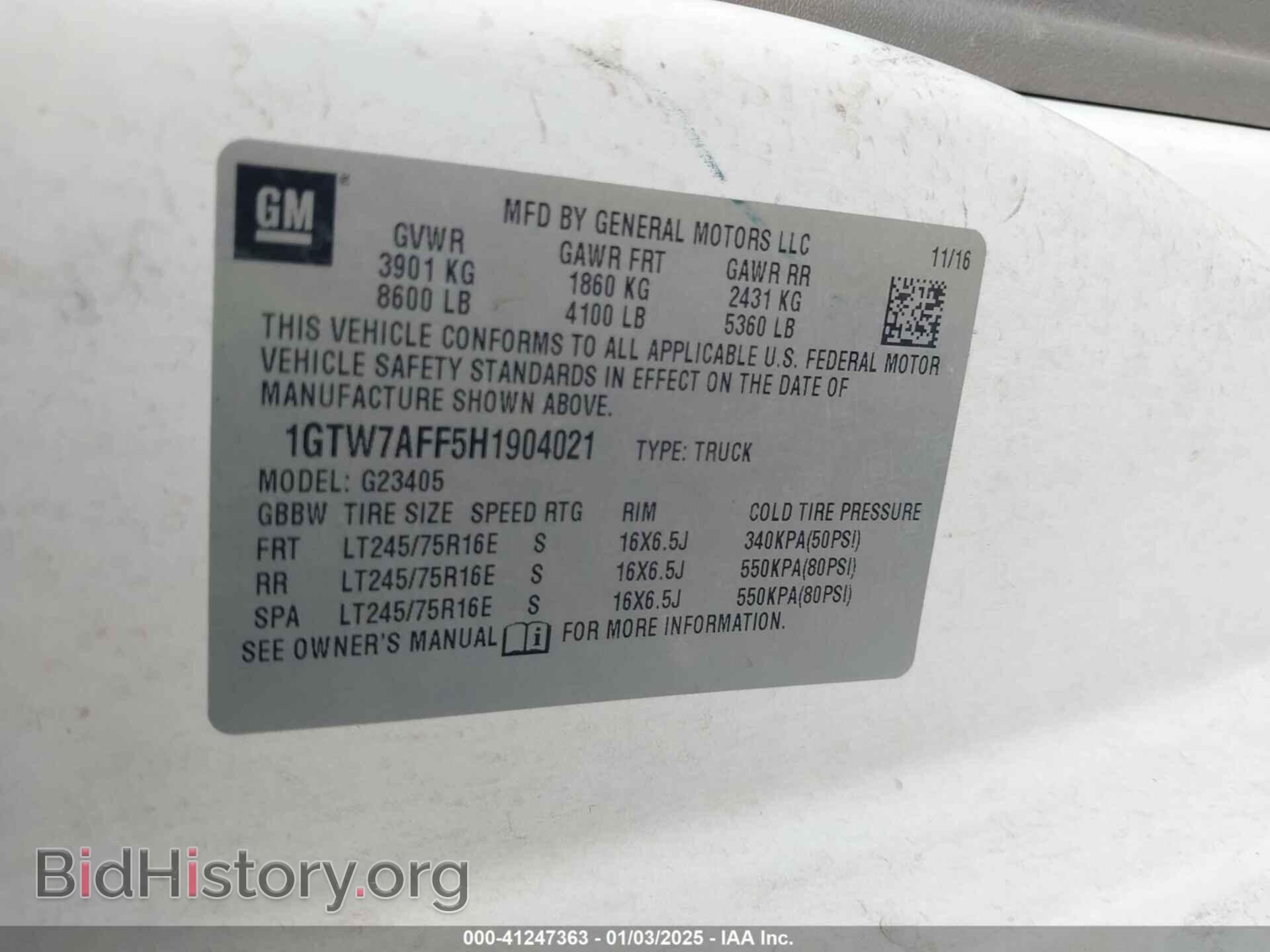 2017 GMC SAVANA 2500 - VIN: 1GTW7AFF5H1904021 - Фото 9