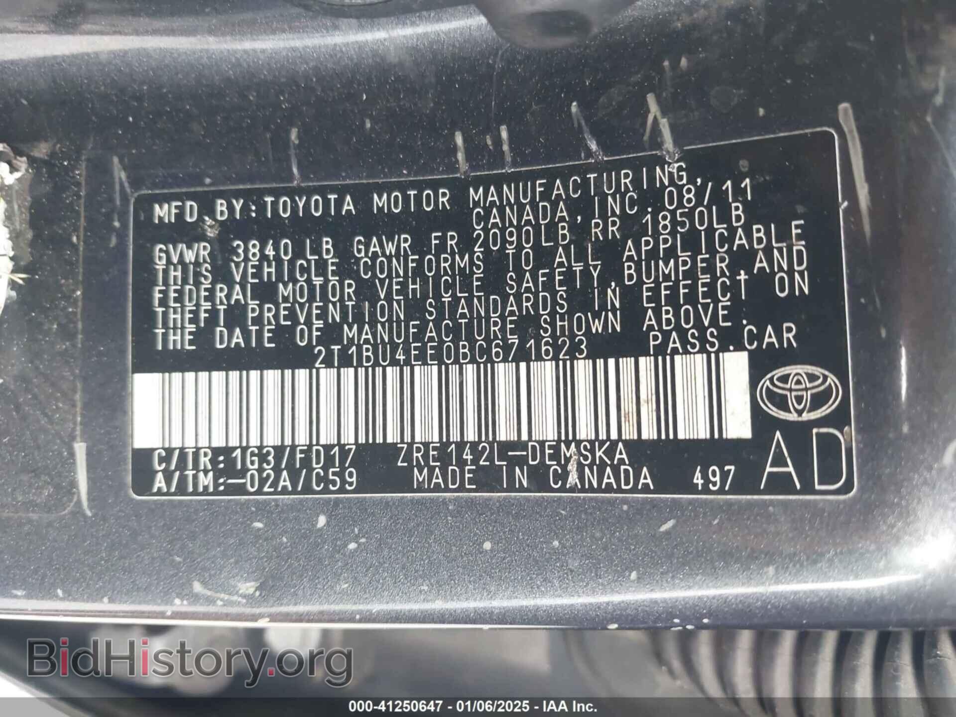 2011 TOYOTA COROLLA - VIN: 2T1BU4EE0BC671623 - Фото 9