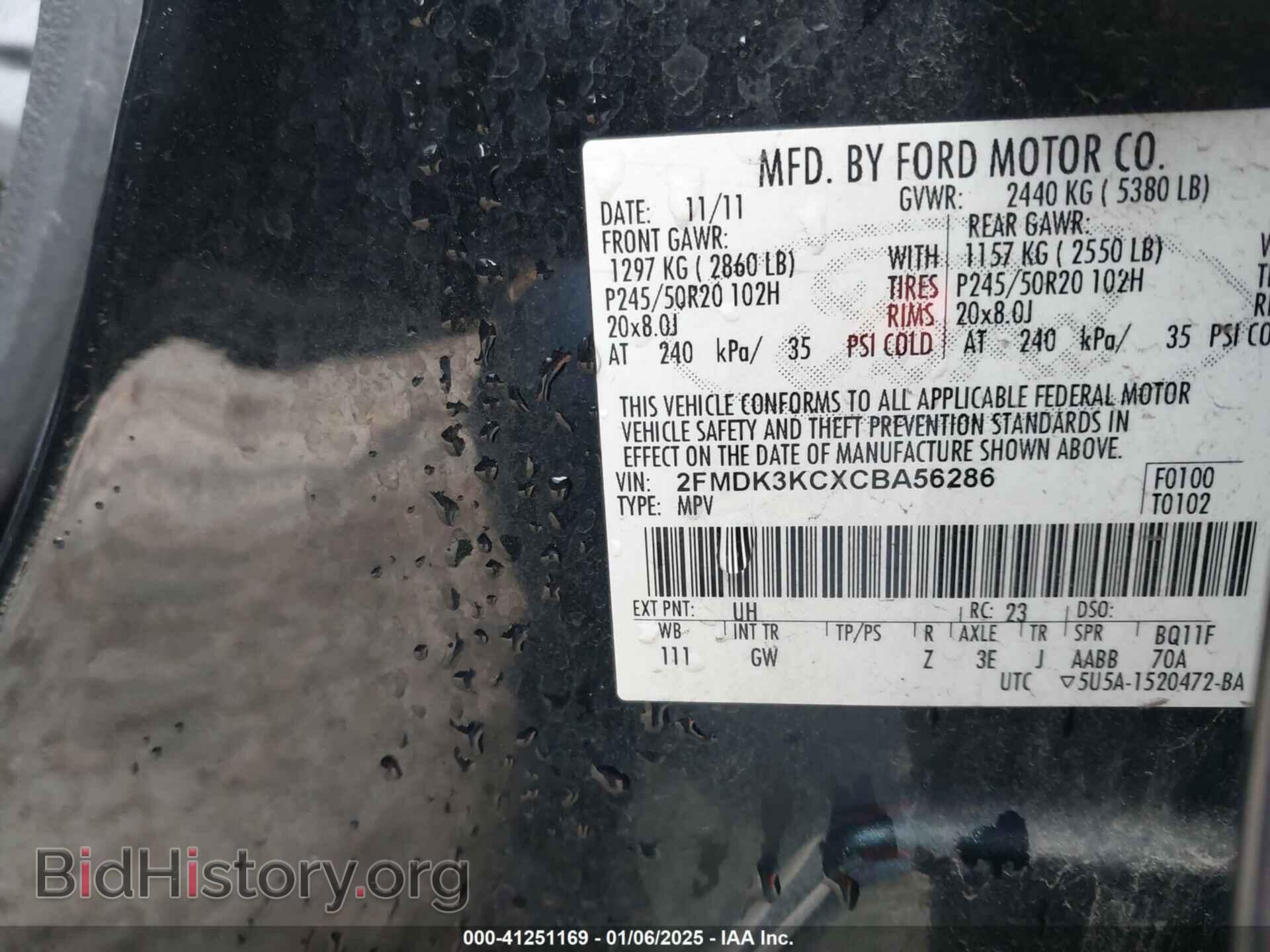 2012 FORD EDGE - VIN: 2FMDK3KCXCBA56286 - Фото 9