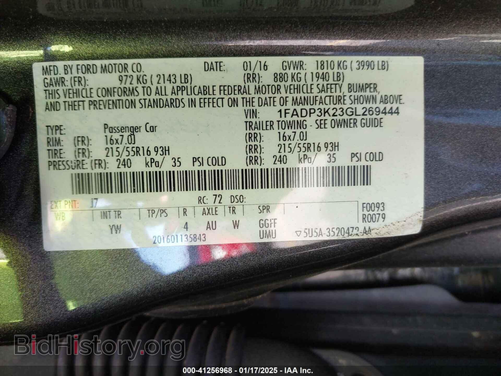 2016 FORD FOCUS - VIN: 1FADP3K23GL269444 - Фото 9