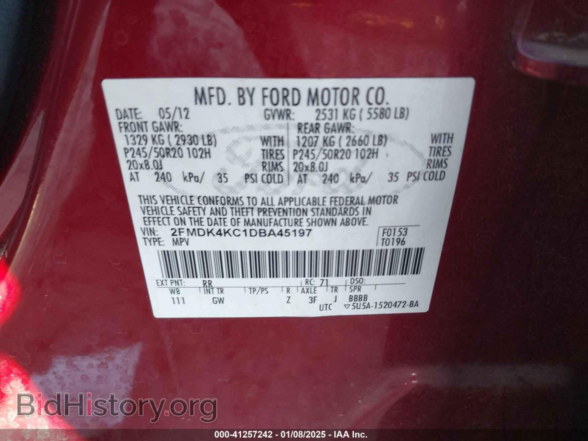 2013 FORD EDGE - VIN: 2FMDK4KC1DBA45197 - Фото 9