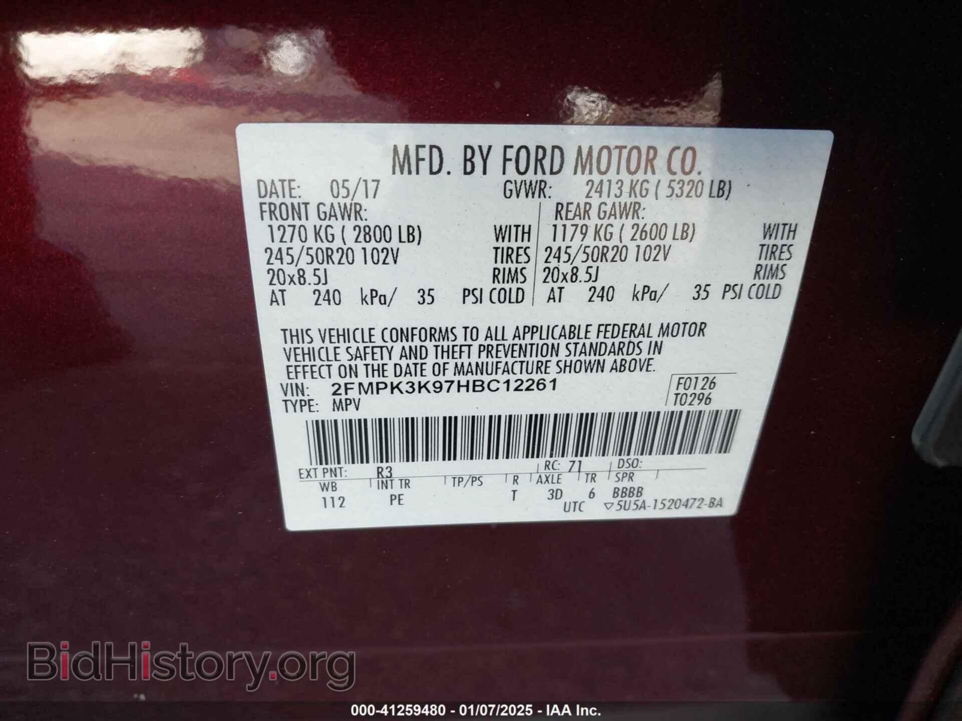 2017 FORD EDGE - VIN: 2FMPK3K97HBC12261 - Photo 9