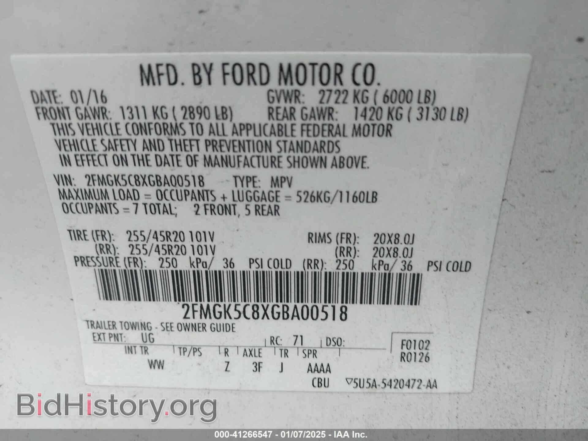 2016 FORD FLEX - VIN: 2FMGK5C8XGBA00518 - Photo 9