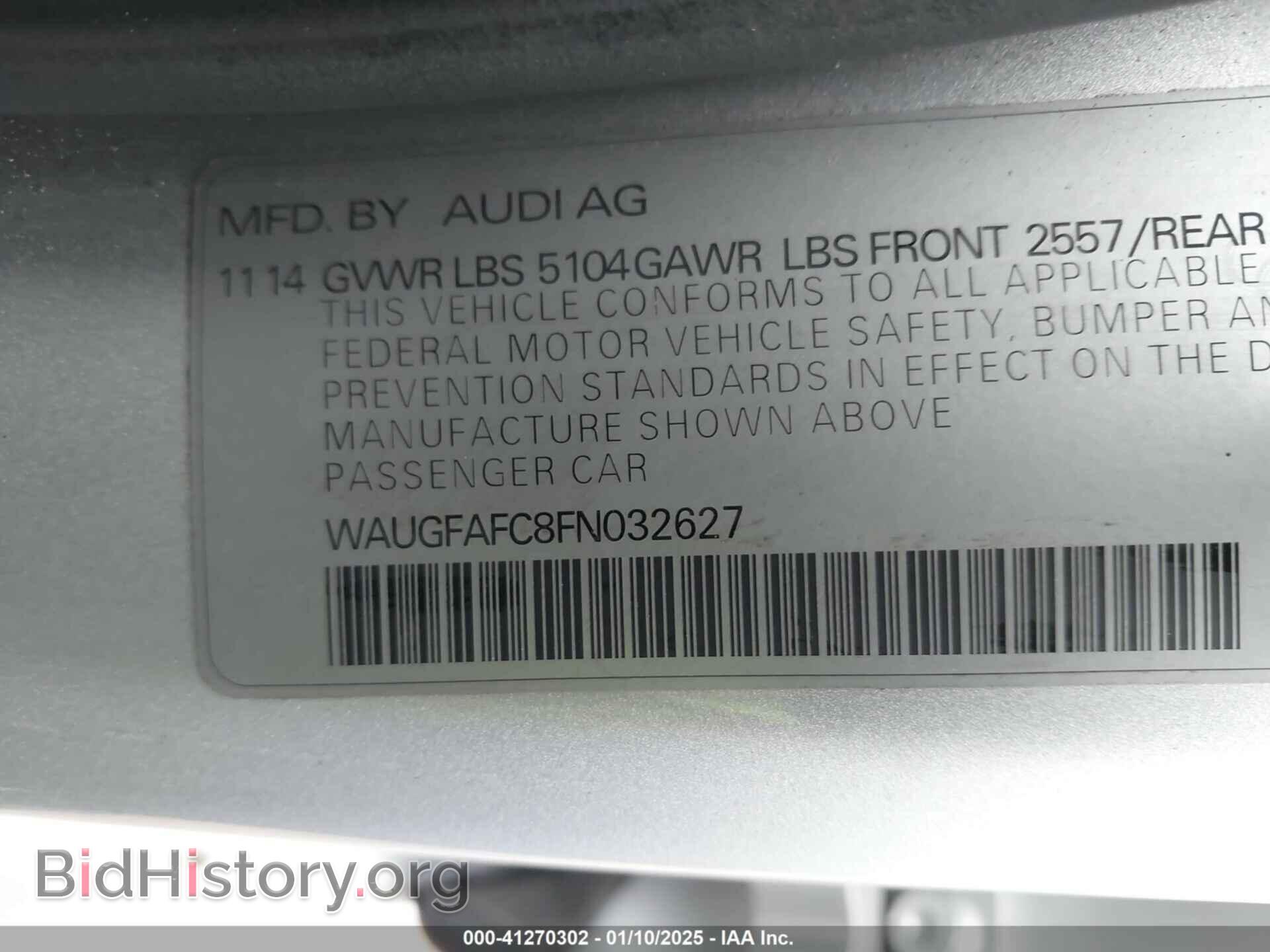 2015 AUDI A6 - VIN: WAUGFAFC8FN032627 - Фото 9