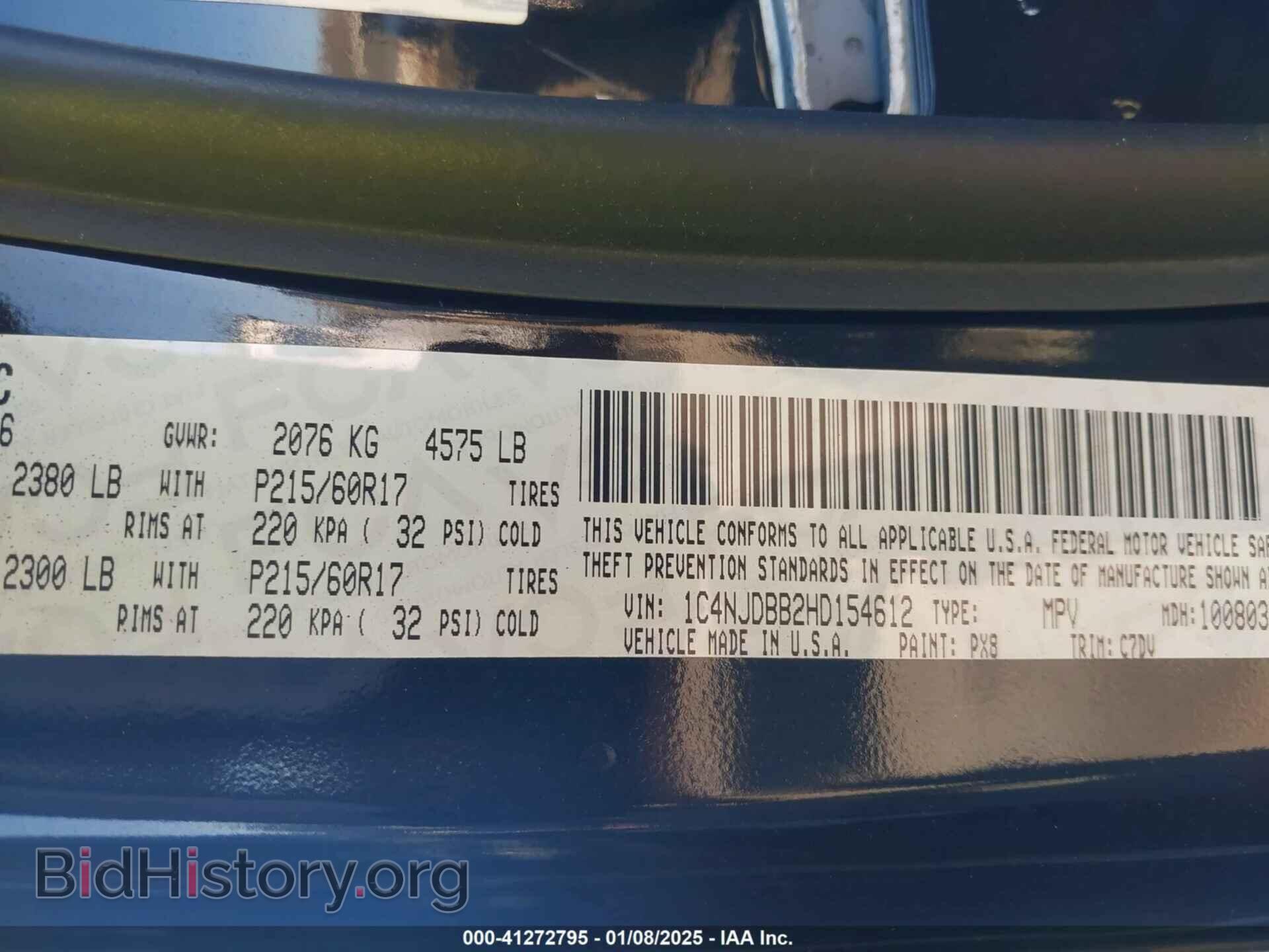2017 JEEP COMPASS - VIN: 1C4NJDBB2HD154612 - Фото 9