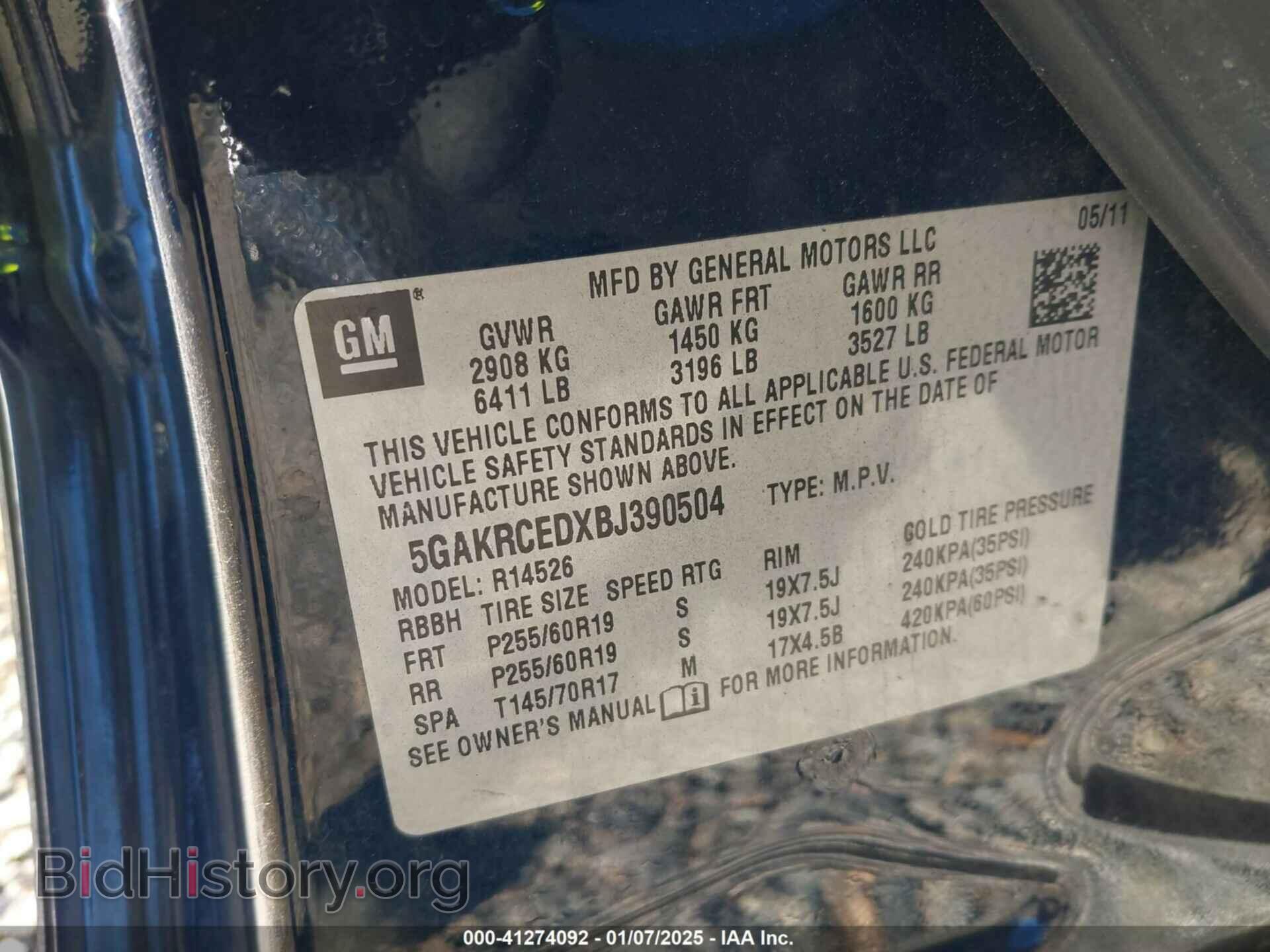 2011 BUICK ENCLAVE - VIN: 5gakrcedxbj390504 - Фото 9