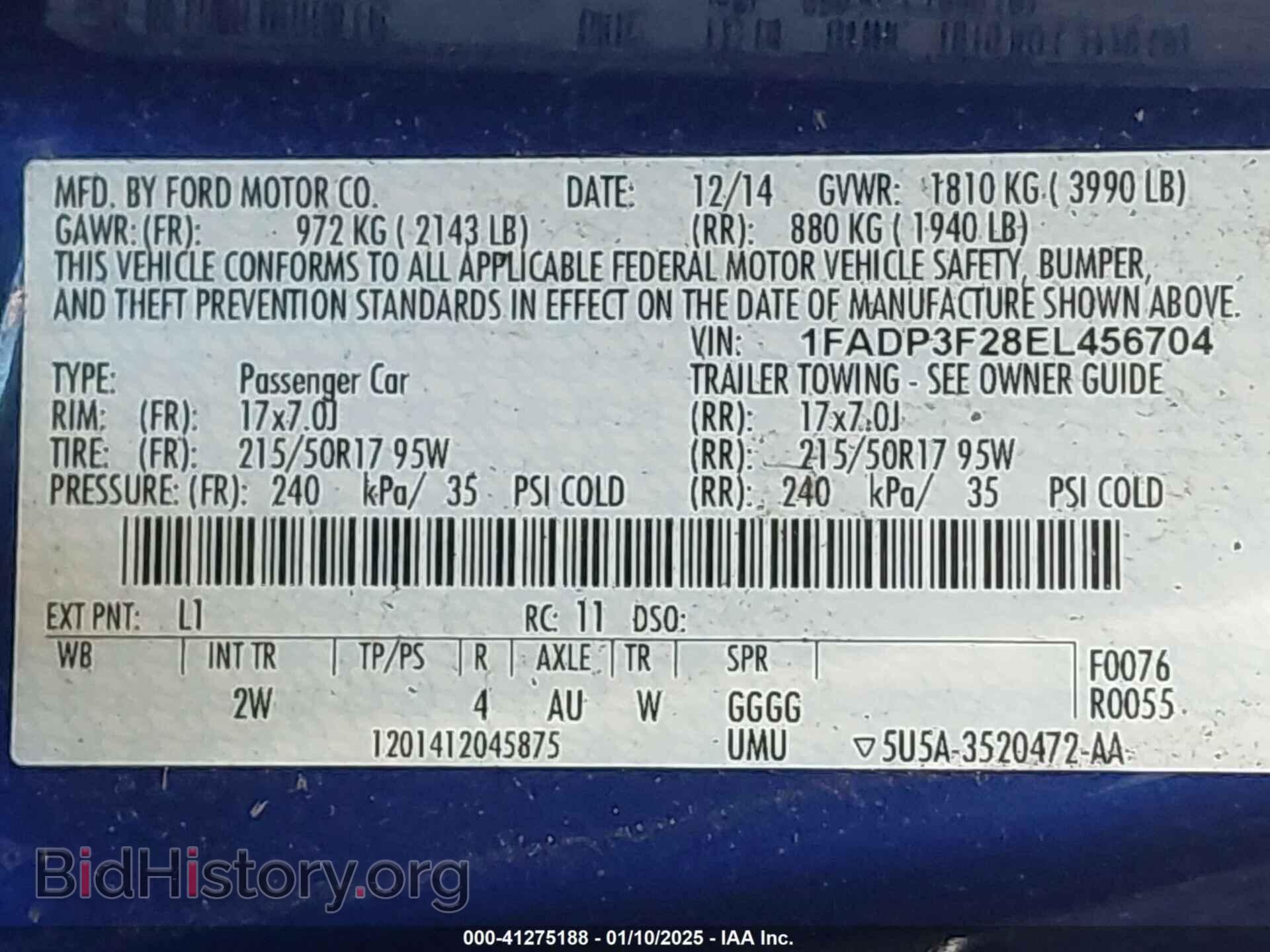 2014 FORD FOCUS - VIN: 1FADP3F28EL456704 - Photo 9