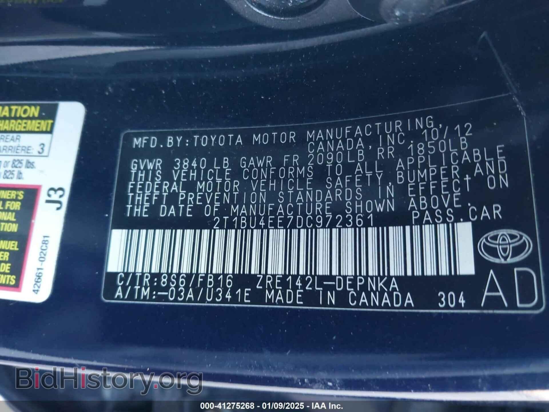 2013 TOYOTA COROLLA - VIN: 2T1BU4EE7DC972361 - Фото 9