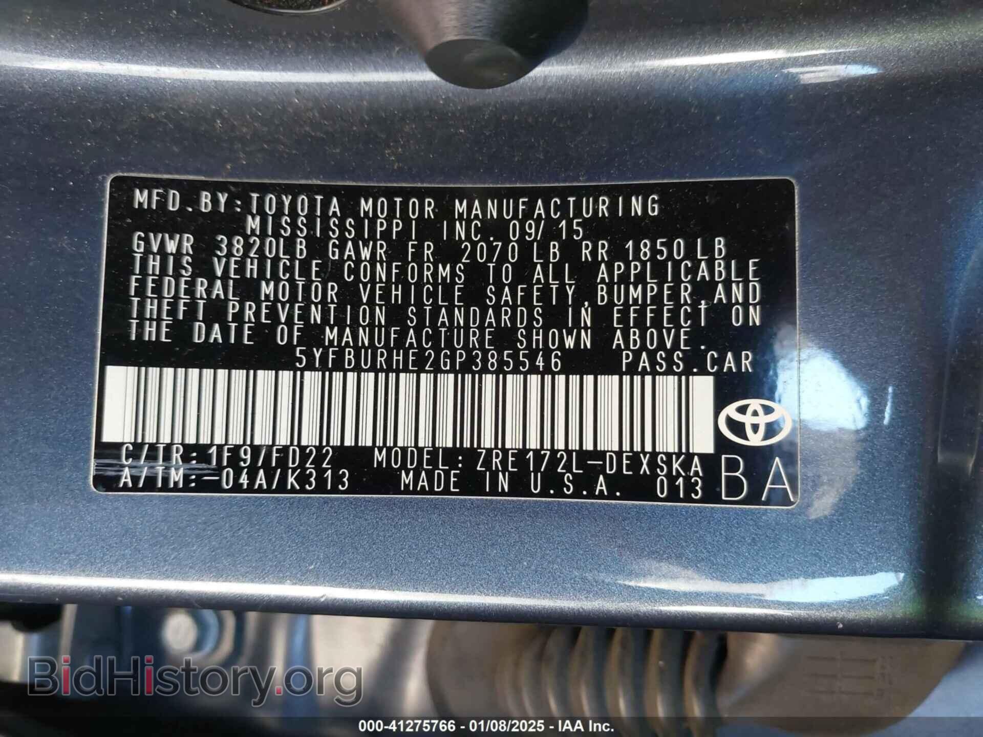 2016 TOYOTA COROLLA - VIN: 5YFBURHE2GP385546 - Фото 9