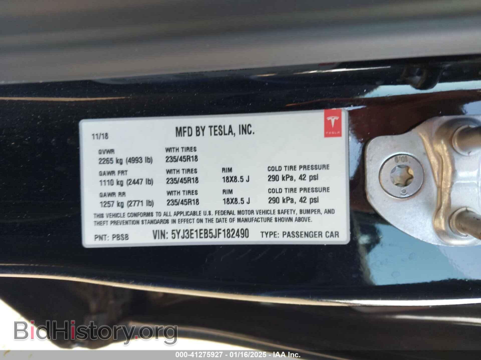 2018 TESLA MODEL 3 - VIN: 5YJ3E1EB5JF182490 - Photo 9