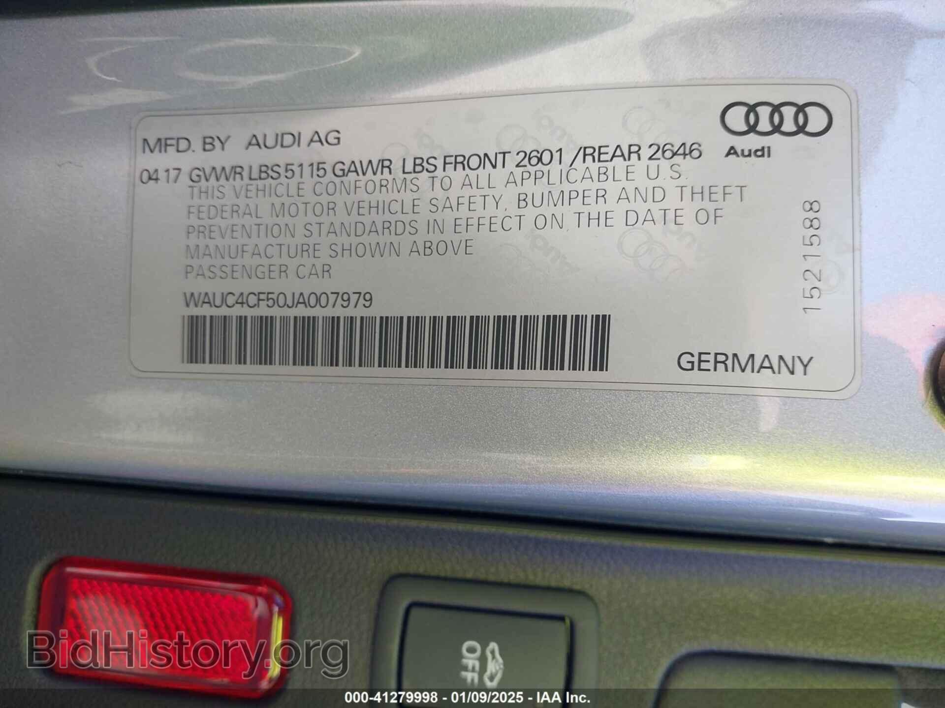 2018 AUDI S5 - VIN: WAUC4CF50JA007979 - Фото 9
