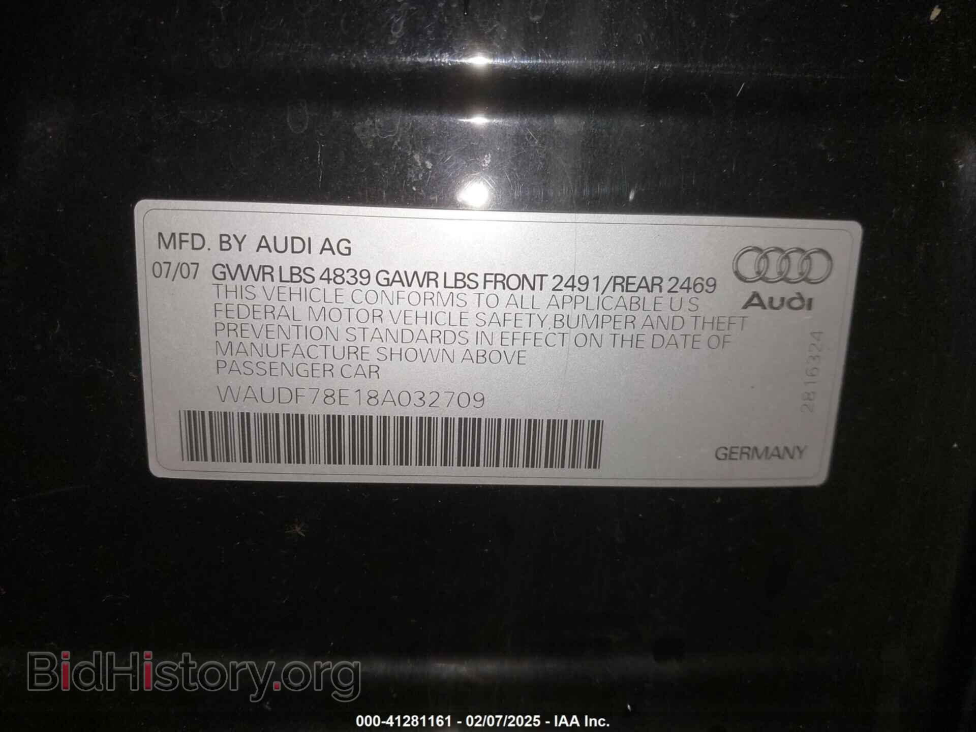 2008 AUDI A4 - VIN: WAUDF78E18A032709 - Фото 9