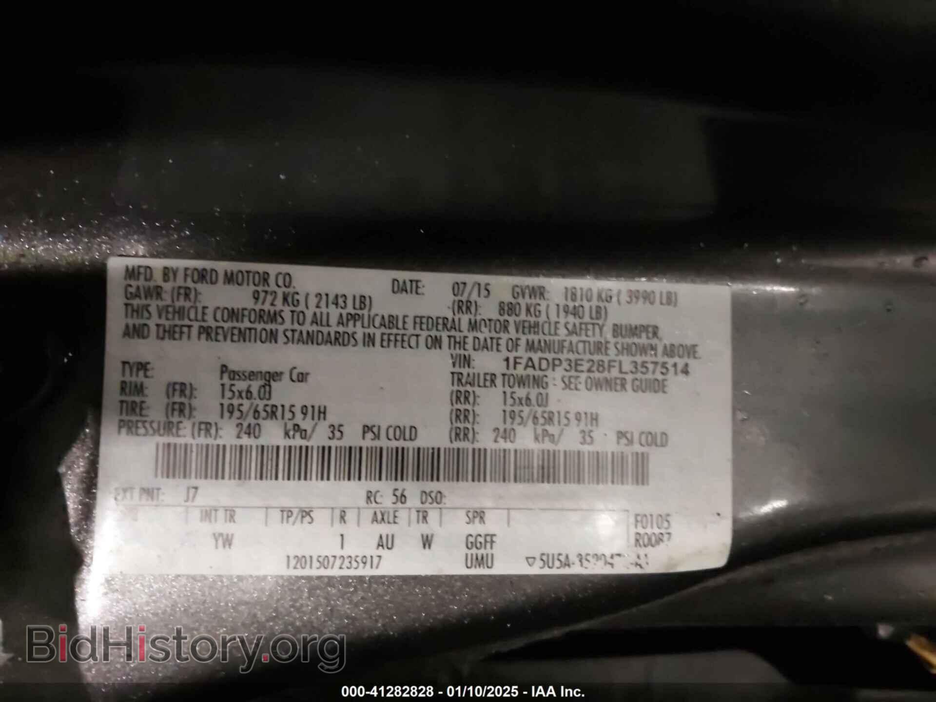 2015 FORD FOCUS - VIN: 1FADP3E28FL357514 - Фото 9