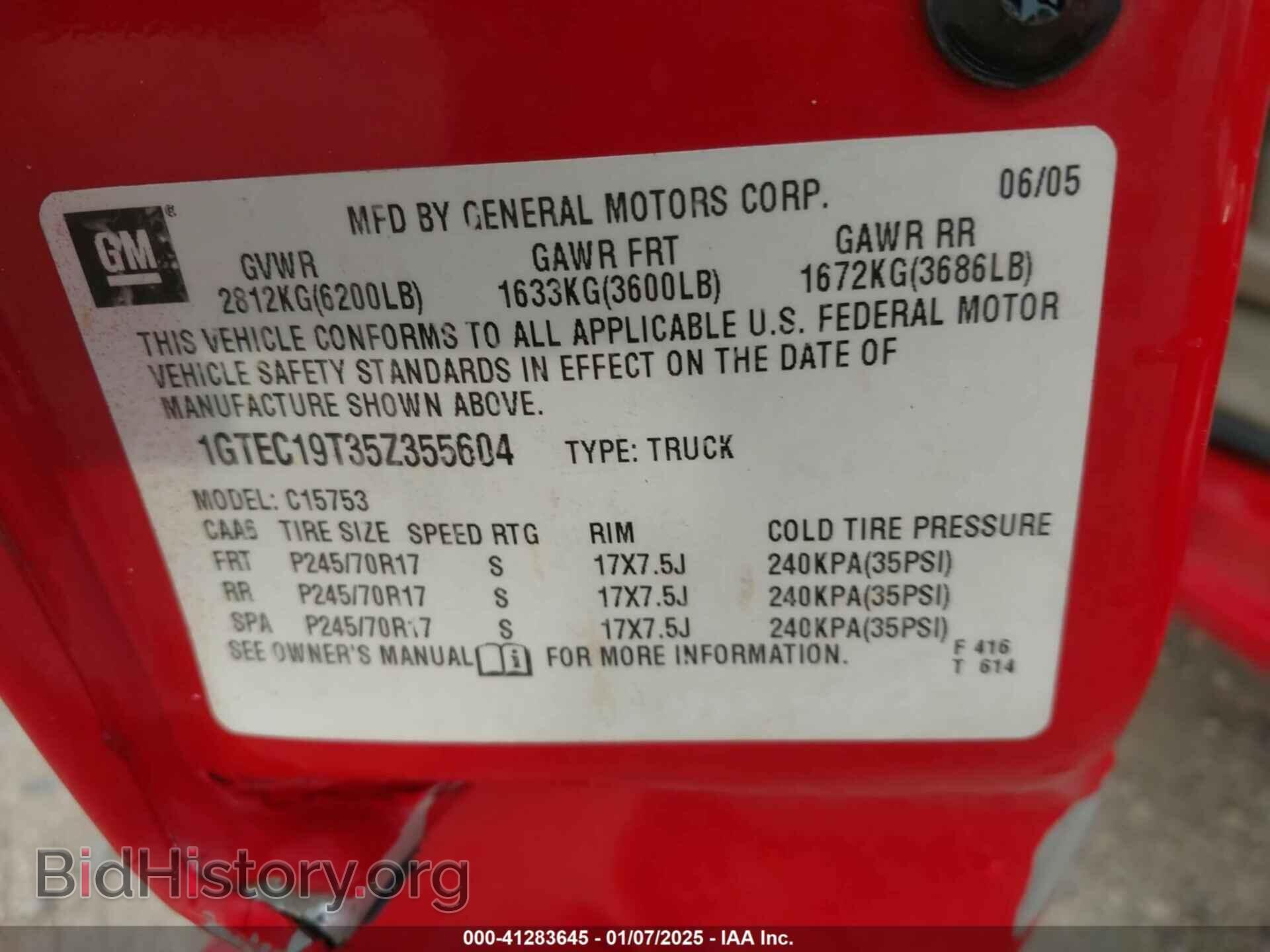 2005 GMC SIERRA 1500 - VIN: 1GTEC19T35Z355604 - Фото 9