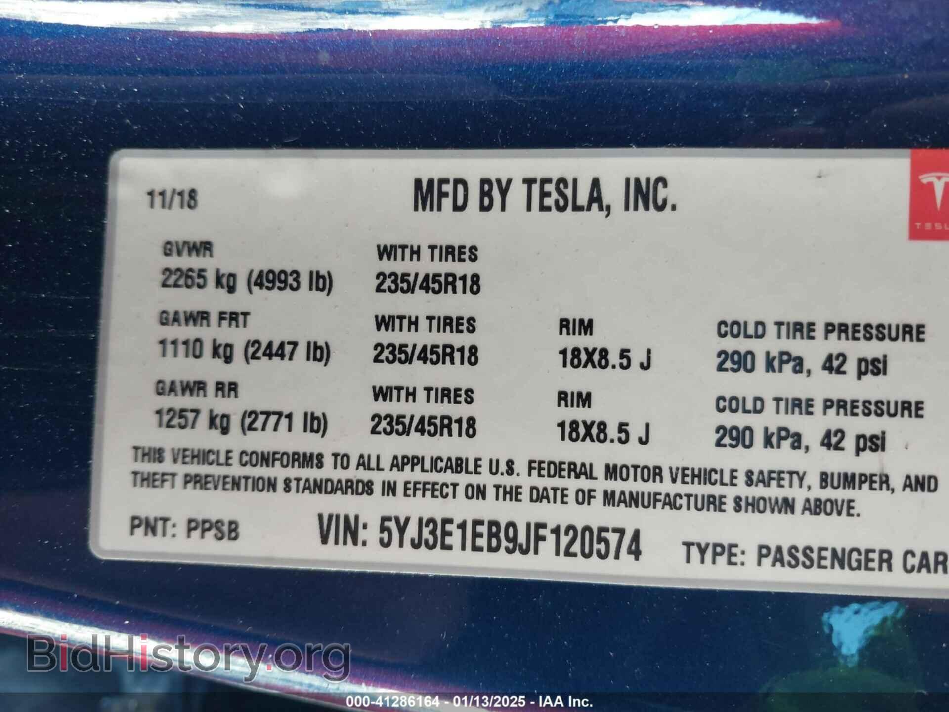2018 TESLA MODEL 3 - VIN: 5YJ3E1EB9JF120574 - Photo 9