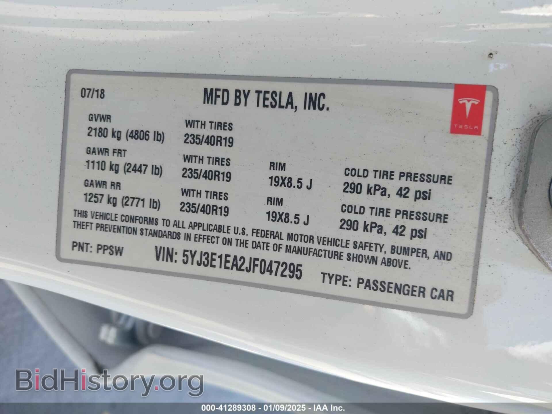 2018 TESLA MODEL 3 - VIN: 5YJ3E1EA2JF047295 - Photo 9