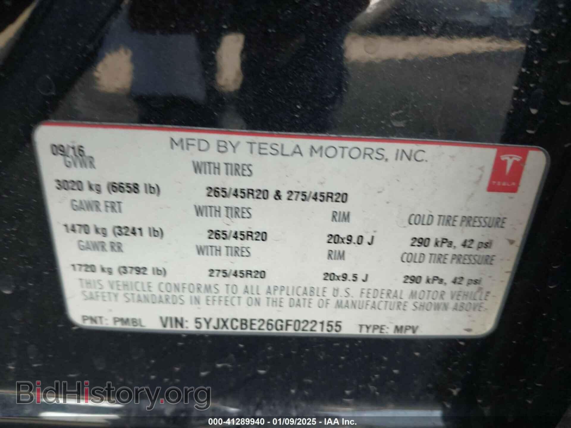 2016 TESLA MODEL X - VIN: 5YJXCBE26GF022155 - Фото 9