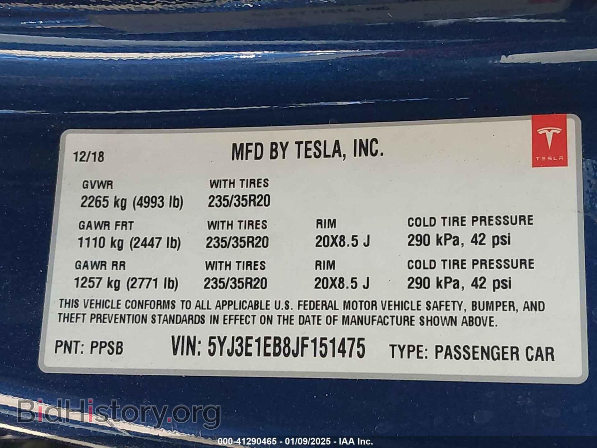 2018 TESLA MODEL 3 - VIN: 5YJ3E1EB8JF151475 - Photo 9