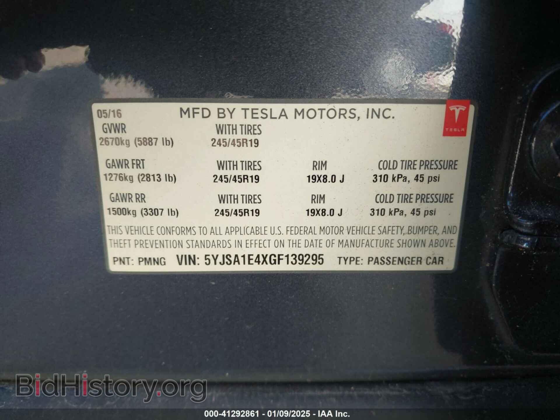 2016 TESLA MODEL S - VIN: 5YJSA1E4XGF139295 - Фото 9