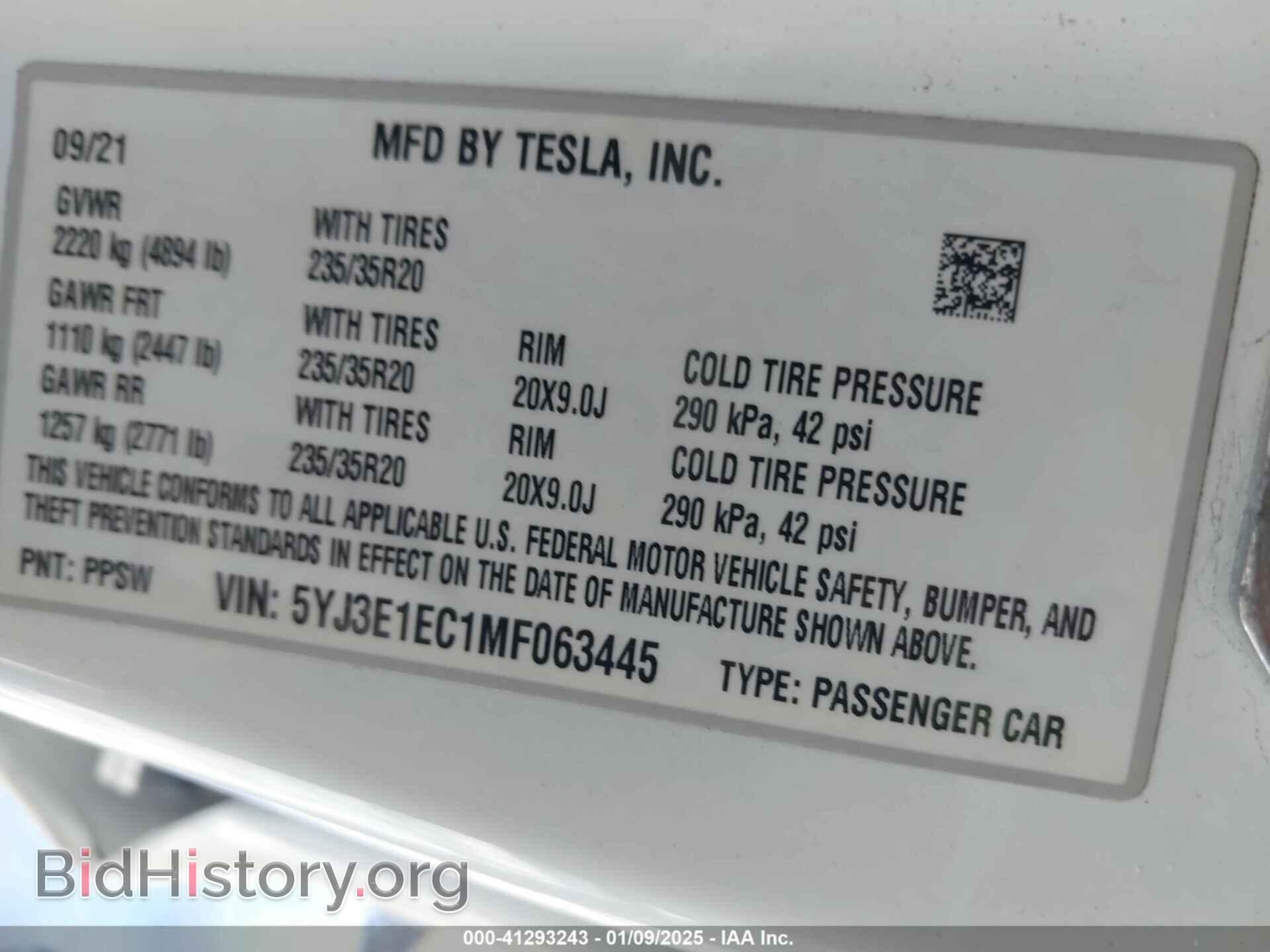 2021 TESLA MODEL 3 - VIN: 5YJ3E1EC1MF063445 - Фото 9