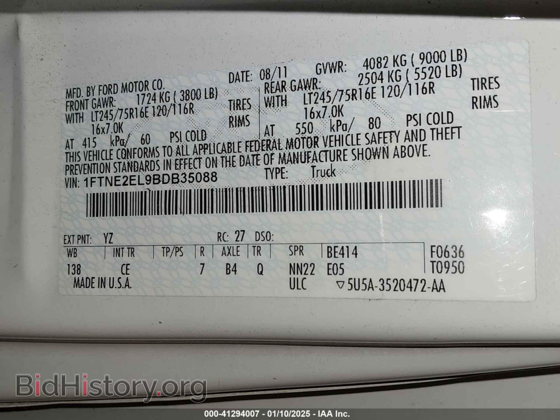 2011 FORD E-250 - VIN: 1FTNE2EL9BDB35088 - Photo 9