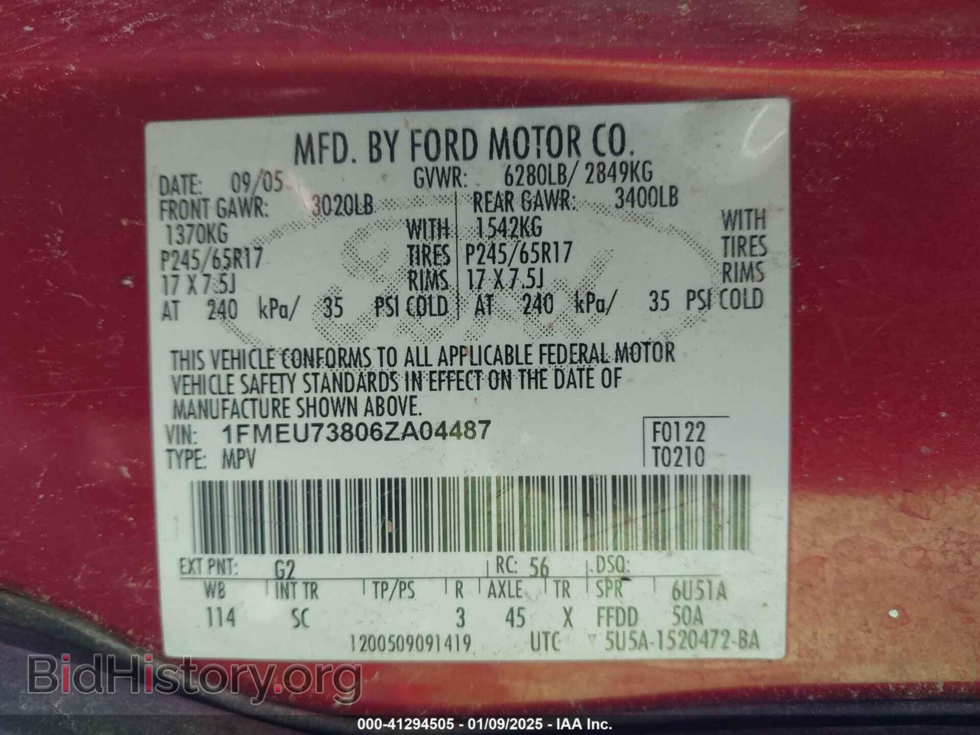 2006 FORD EXPLORER - VIN: 1FMEU73806ZA04487 - Фото 9