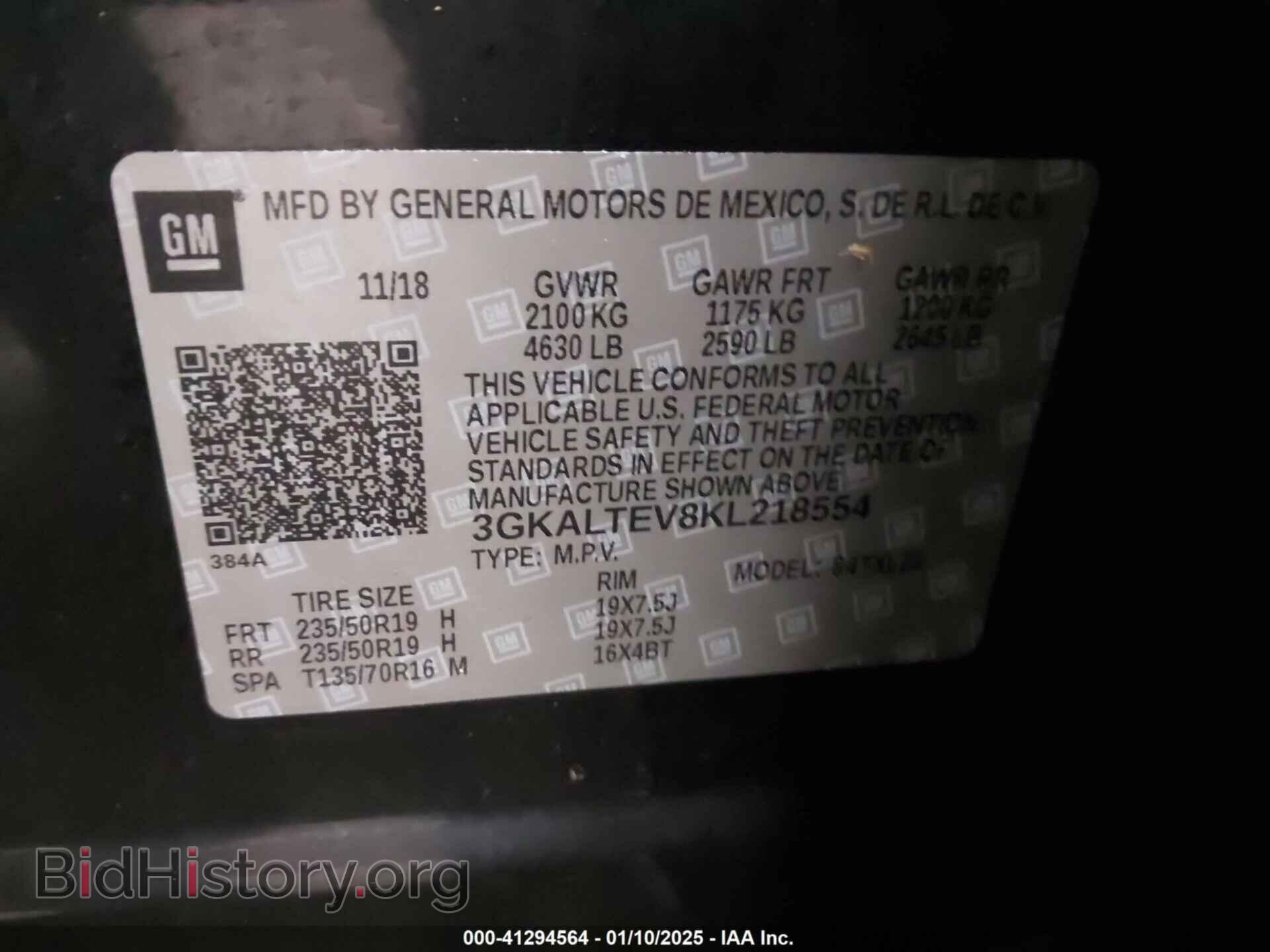 2019 GMC TERRAIN - VIN: 3GKALTEV8KL218554 - Фото 9