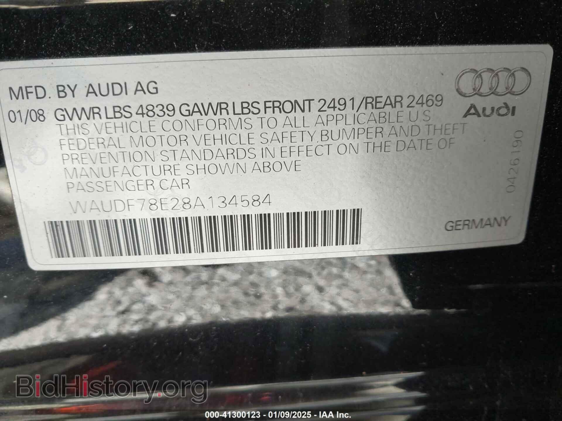 2008 AUDI A4 - VIN: WAUDF78E28A134584 - Фото 9