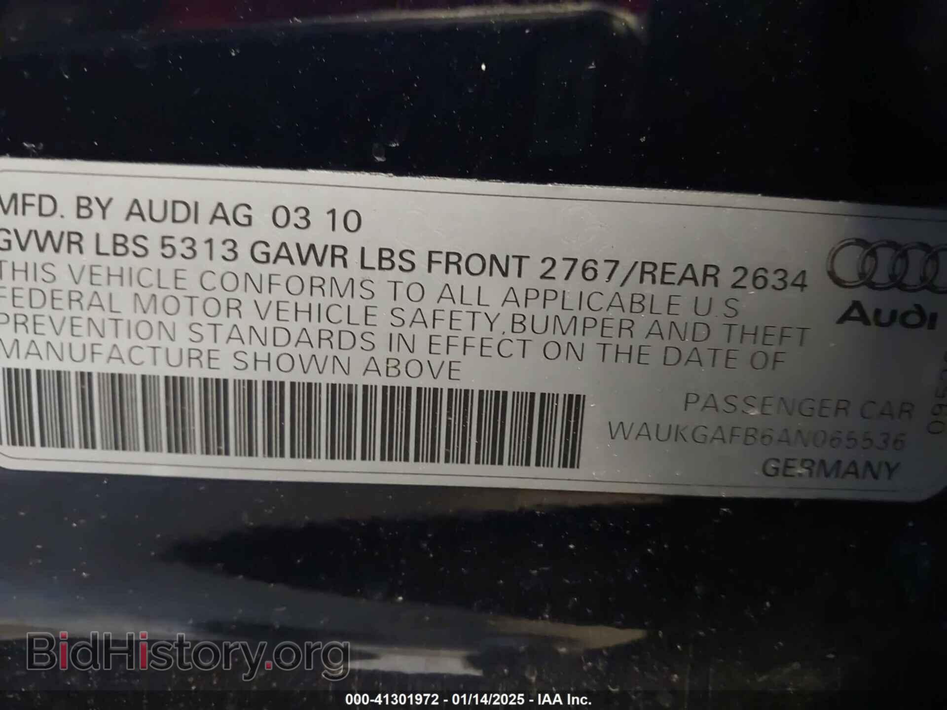 2010 AUDI A6 - VIN: WAUKGAFB6AN065536 - Фото 9