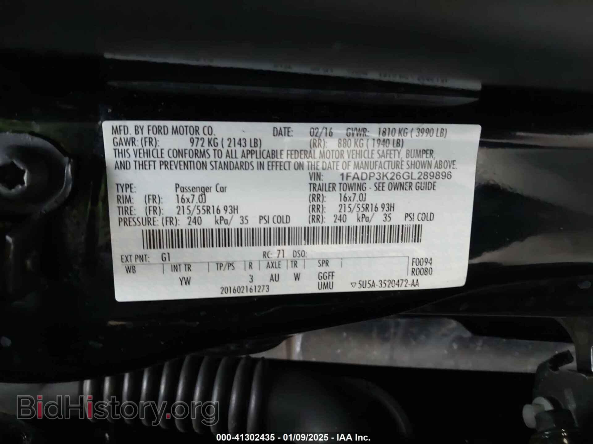 2016 FORD FOCUS - VIN: 1FADP3K26GL289896 - Фото 9